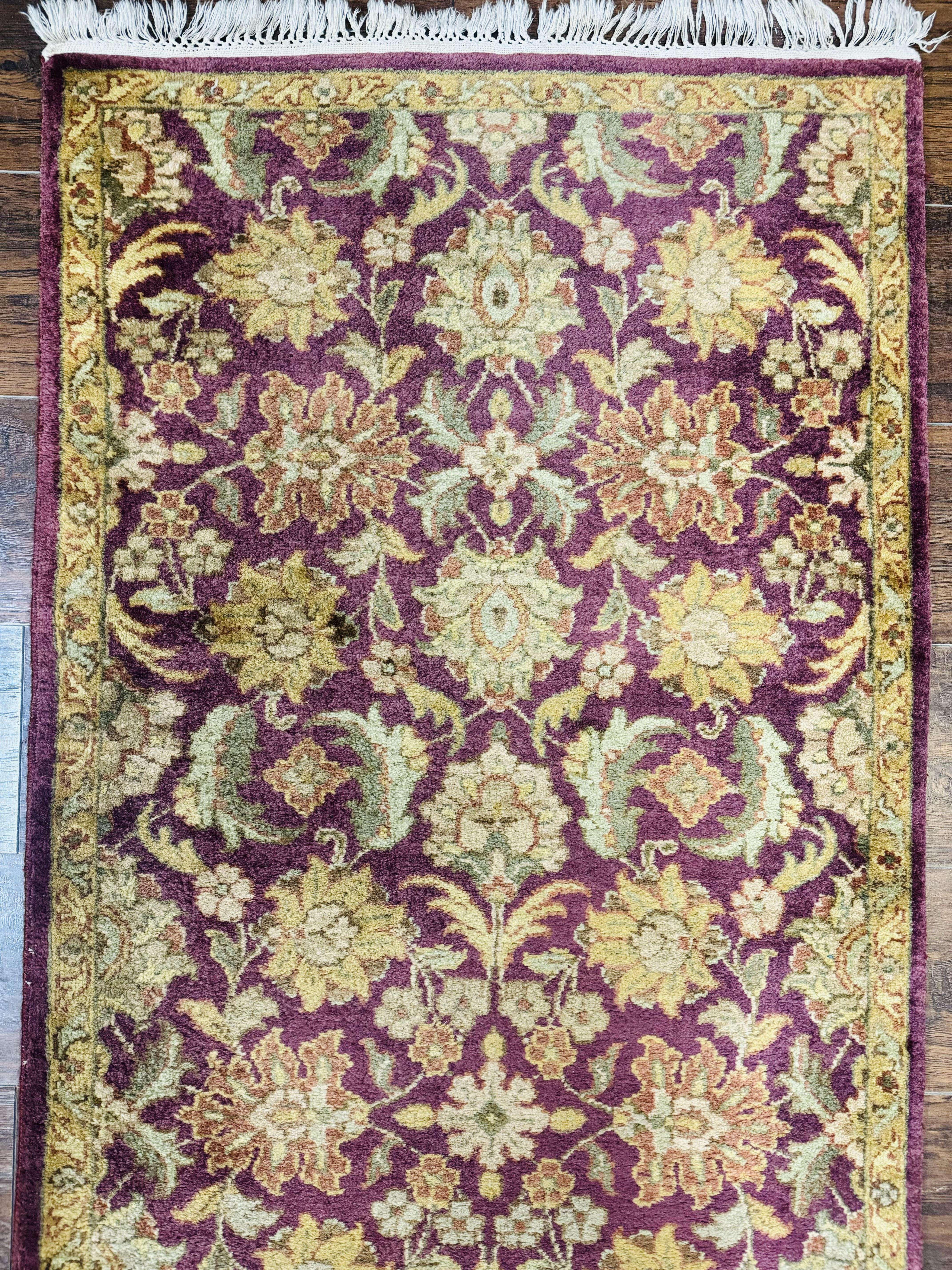 Indian Agra Runner Rug 2.6 x 17.5, Long Runner Rug for Hallway, Floral Handmade - Jewel Rugs