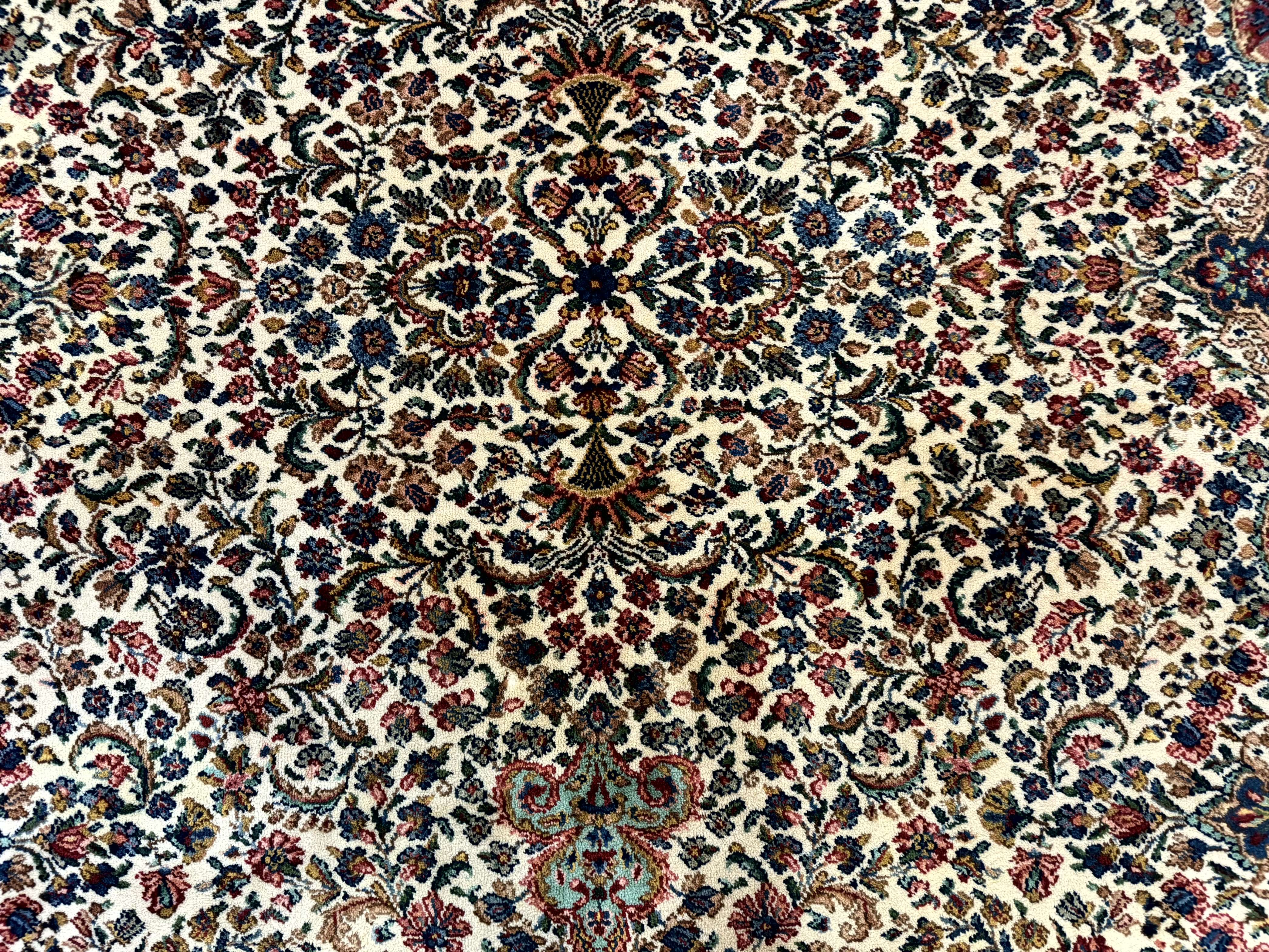 Karastan Rug #742 Floral Kirman 8.8 x 12, Wool Pile, Vintage Original Series, Rare - Jewel Rugs