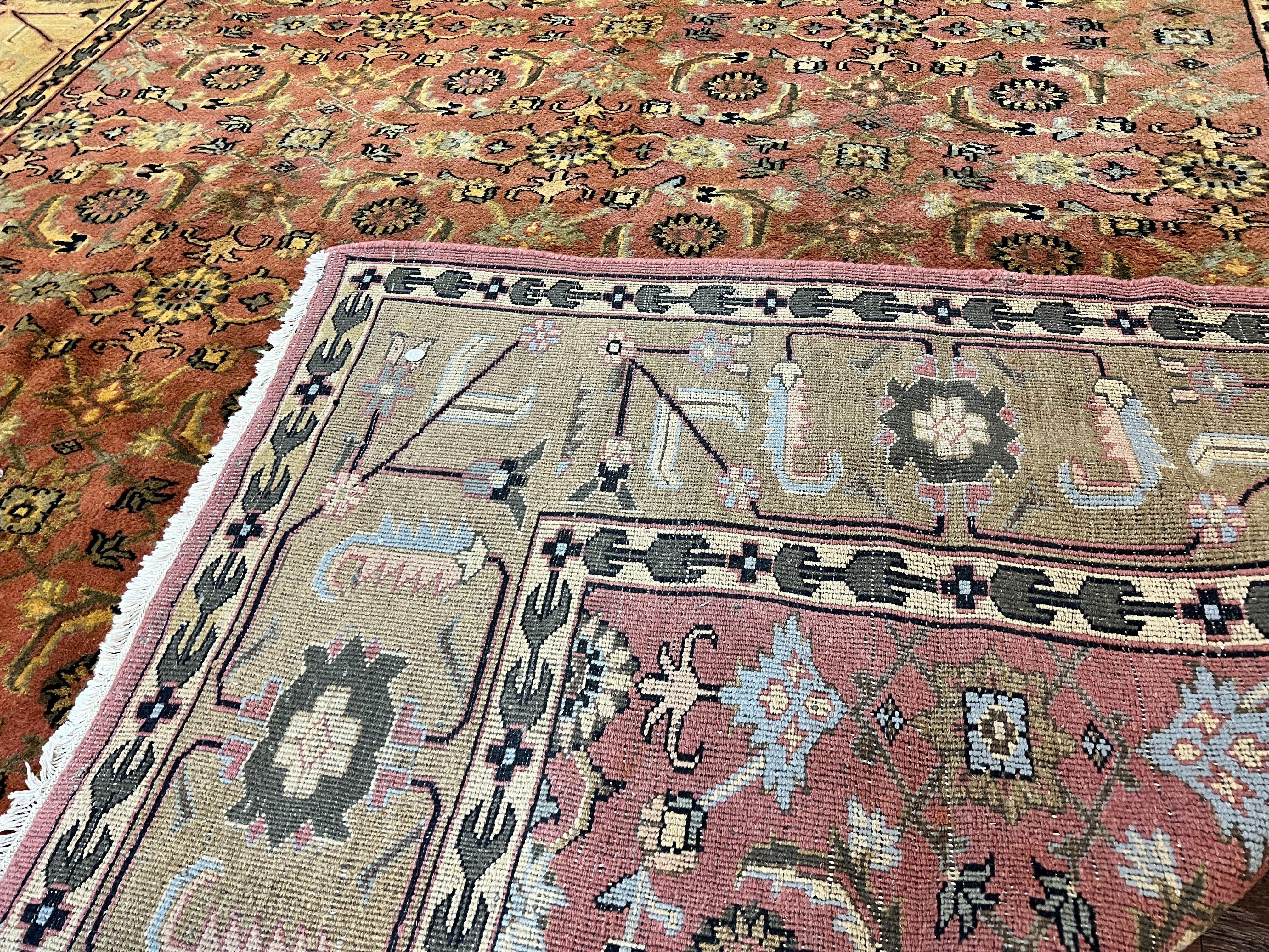 Large Turkish Rug 10x17, Oversized Palace Sized Vintage Handmade Oriental Carpet, Wool Oushak Rug, Light Red - Jewel Rugs
