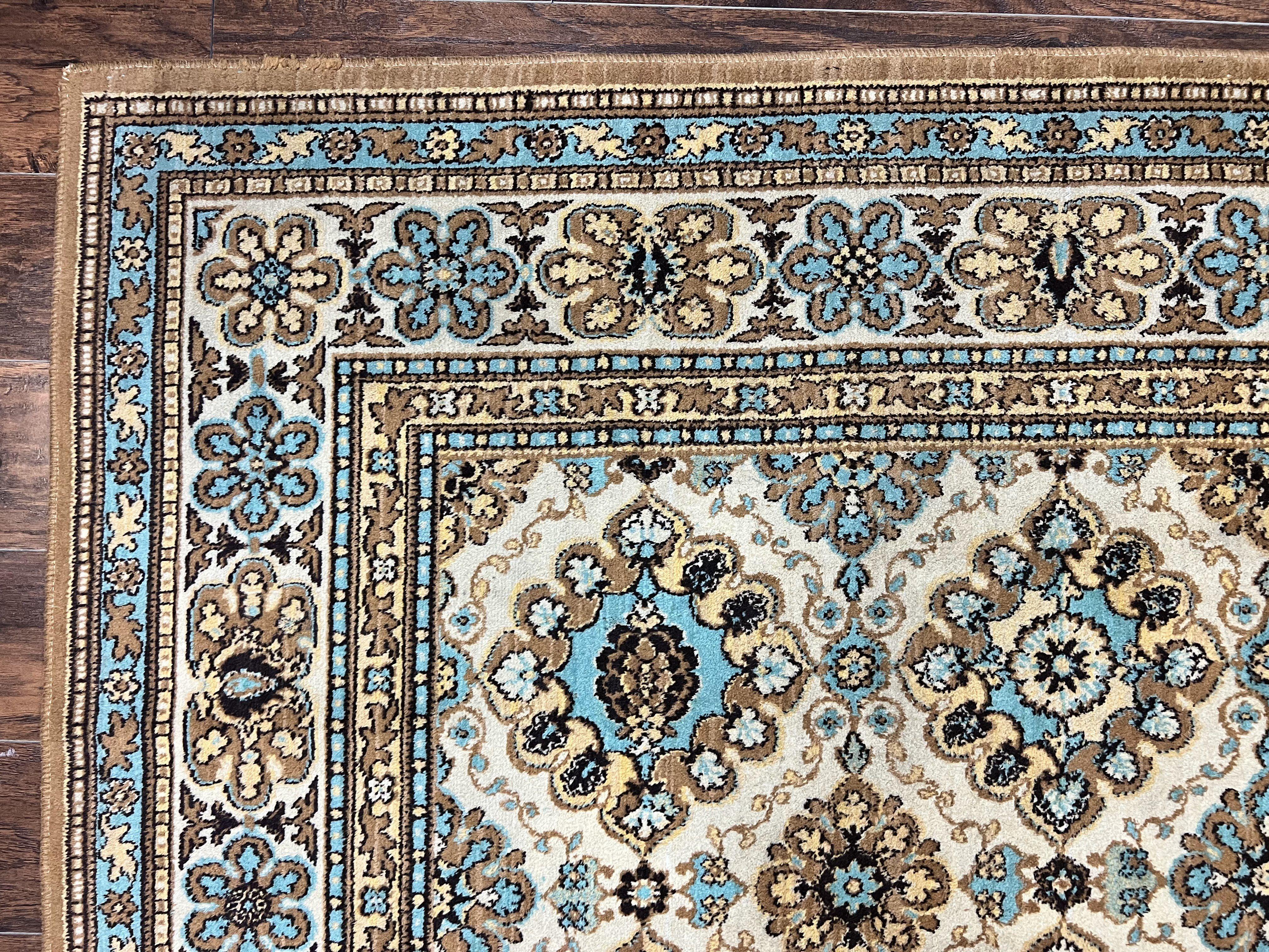 Belgium Power Loomed Rug 10x13, Colorful Multicolor Cream Red Blue, Wool, Large Area Rug, Vintage, Room Sized Carpet - Jewel Rugs