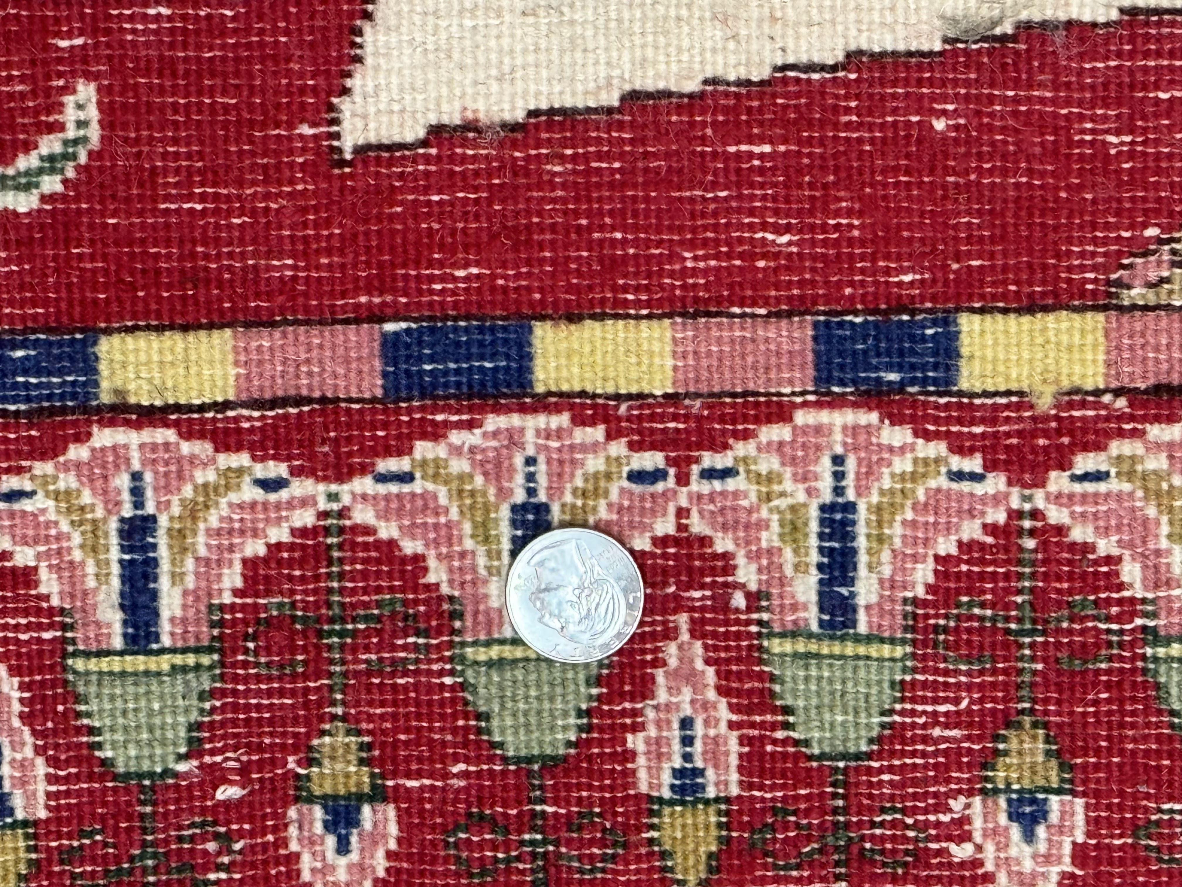 Egyptian Pictorial Rug 3x4, Hieroglyphic Pictorial Rug, Egyptian Prince and Princess, Cleopatra, Vintage Handmade, Red - Jewel Rugs