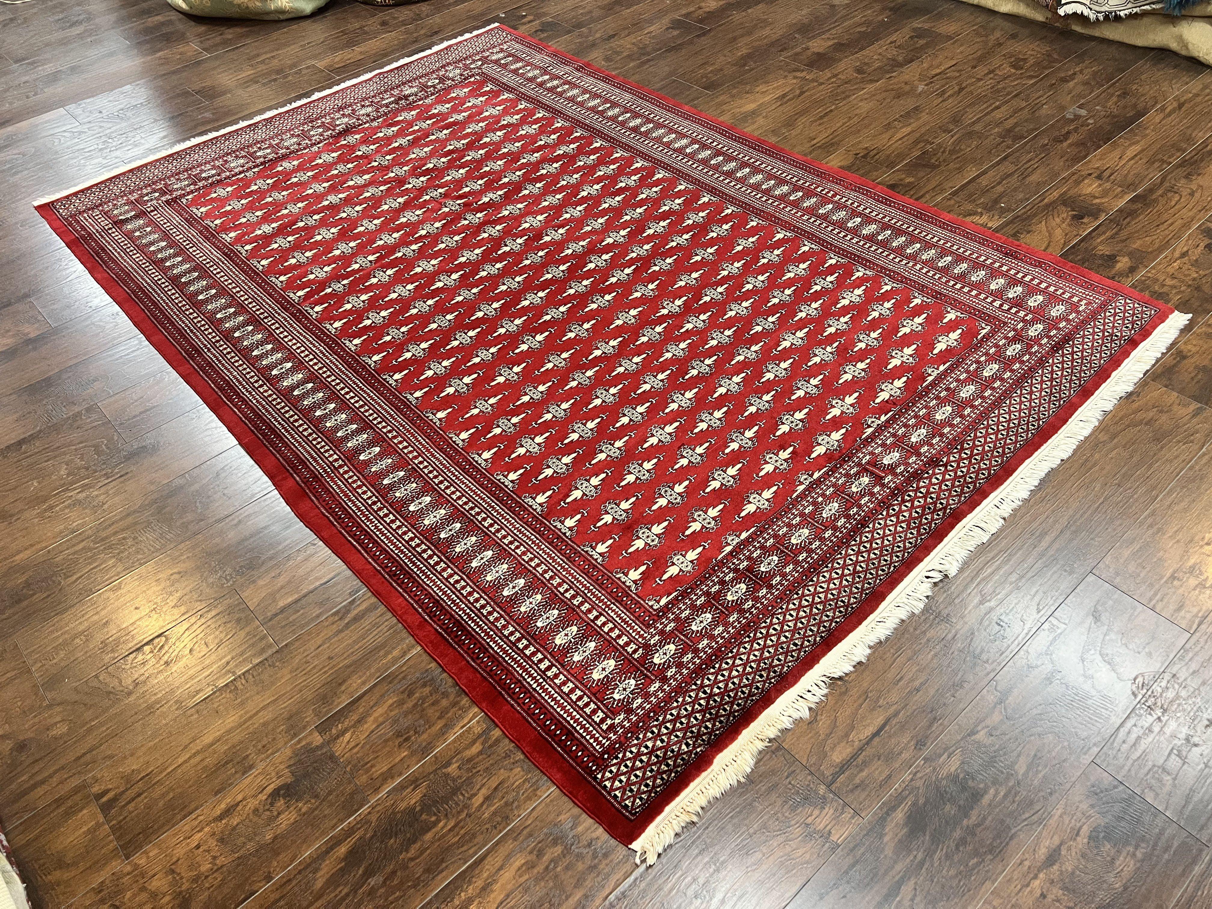 Pakistani Turkoman Bokhara Rug 6x9, Fine Wool Vintage Hand Knotted Handmade Yamud Oriental Carpet 6 x 9, Red Turkoman Rug, Tribal Rug - Jewel Rugs