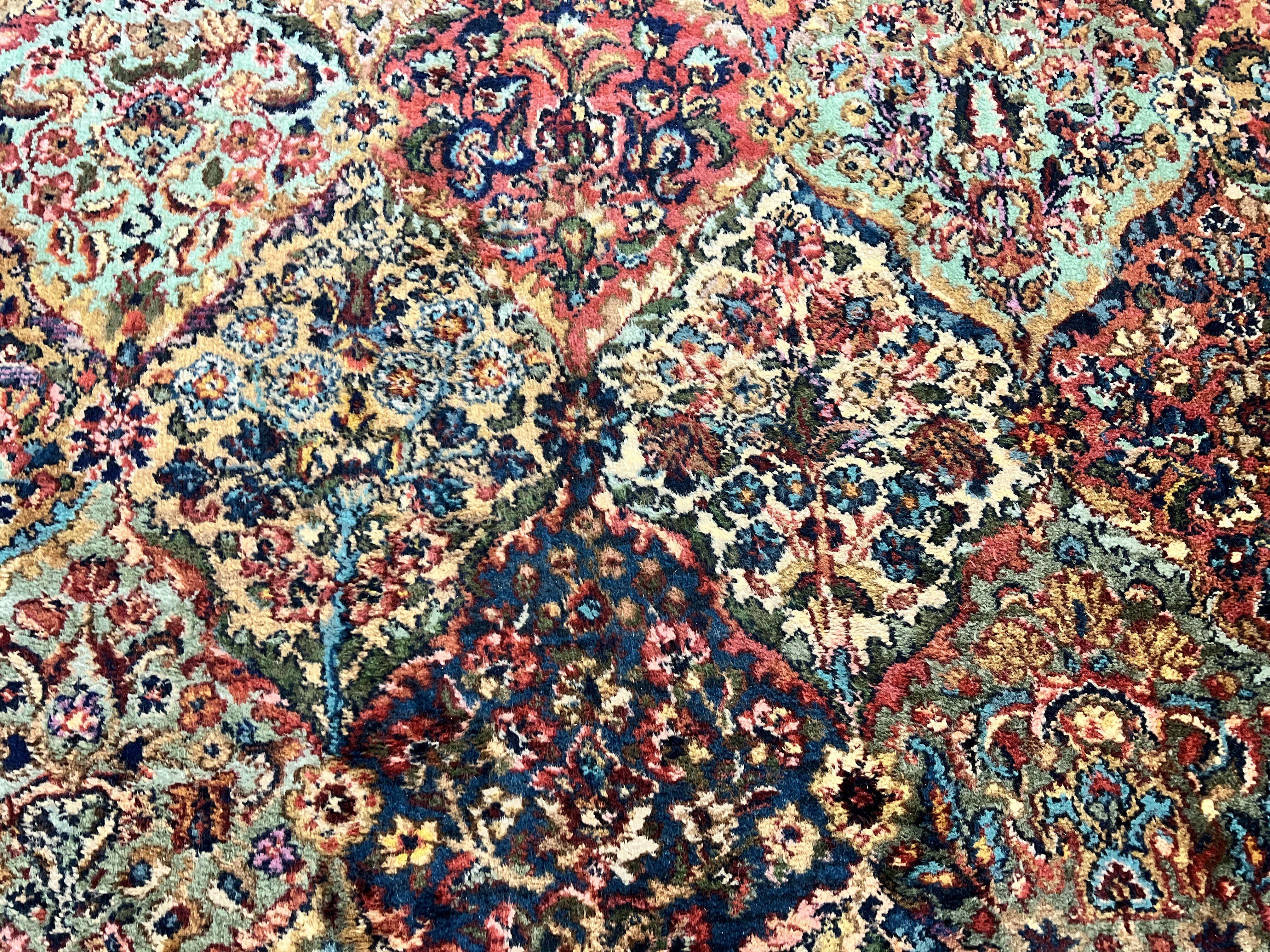 Karastan Multicolor Panel Kirman Rug #717, Wool Karastan Rug 5.9 x 9, Vintage Multipanel Kirman, Original Karastan Collection 700 Series - Jewel Rugs