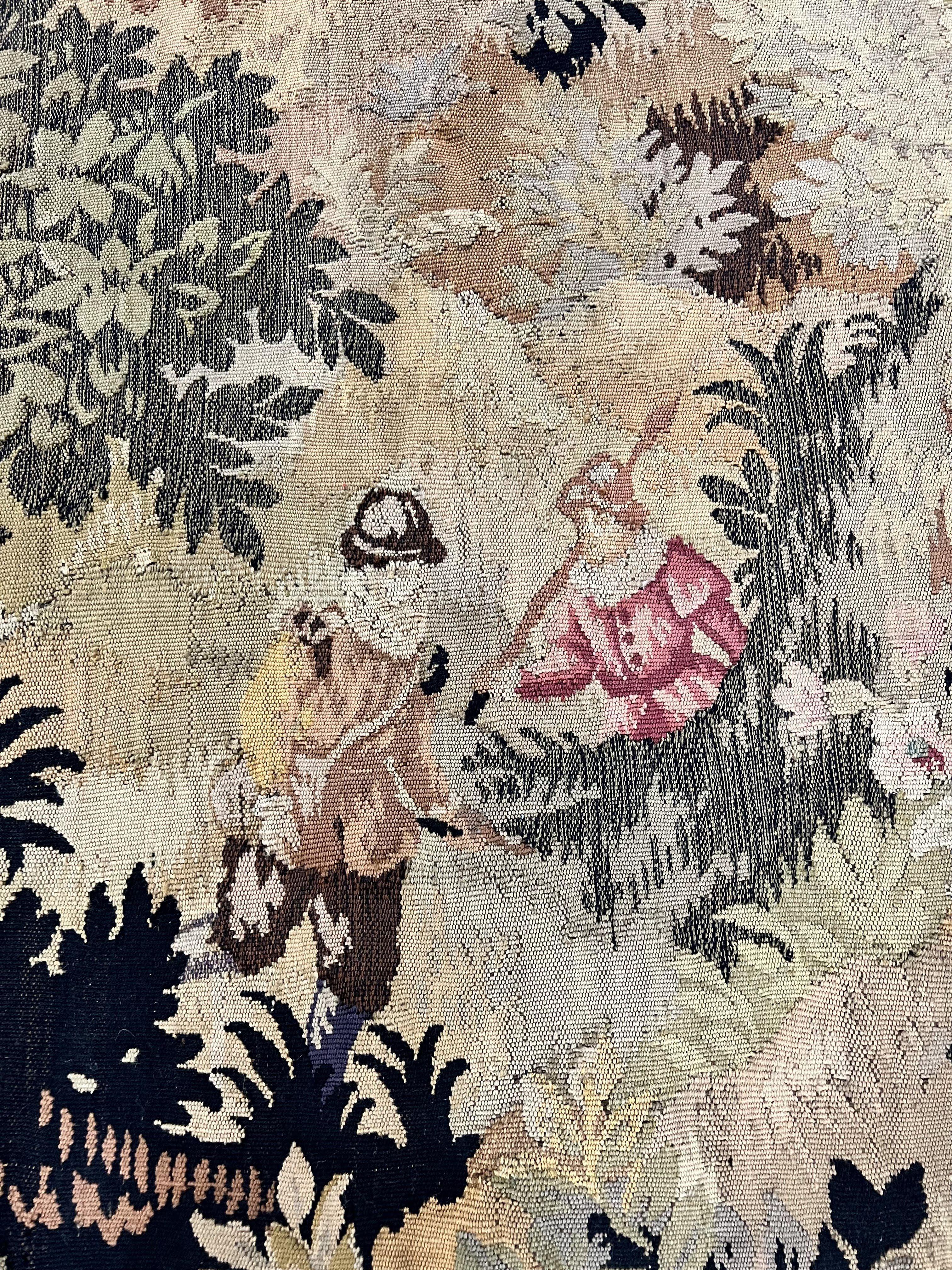 Antique French Tapestry 6x5 ft, European Handmade Wool Aubusson Weave Vintage Tapestry - Jewel Rugs