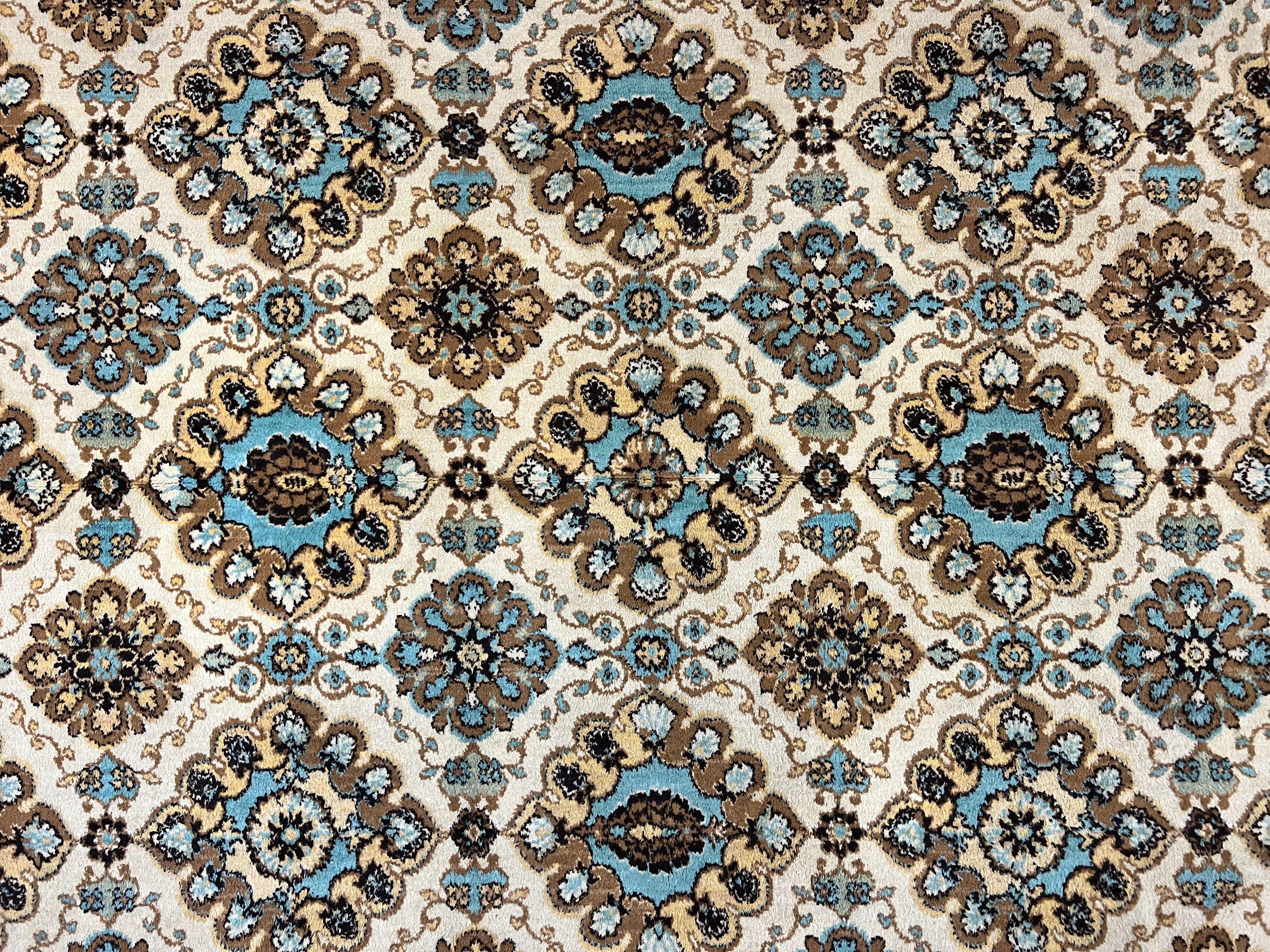 Belgium Power Loomed Rug 10x13, Colorful Multicolor Cream Red Blue, Wool, Large Area Rug, Vintage, Room Sized Carpet - Jewel Rugs