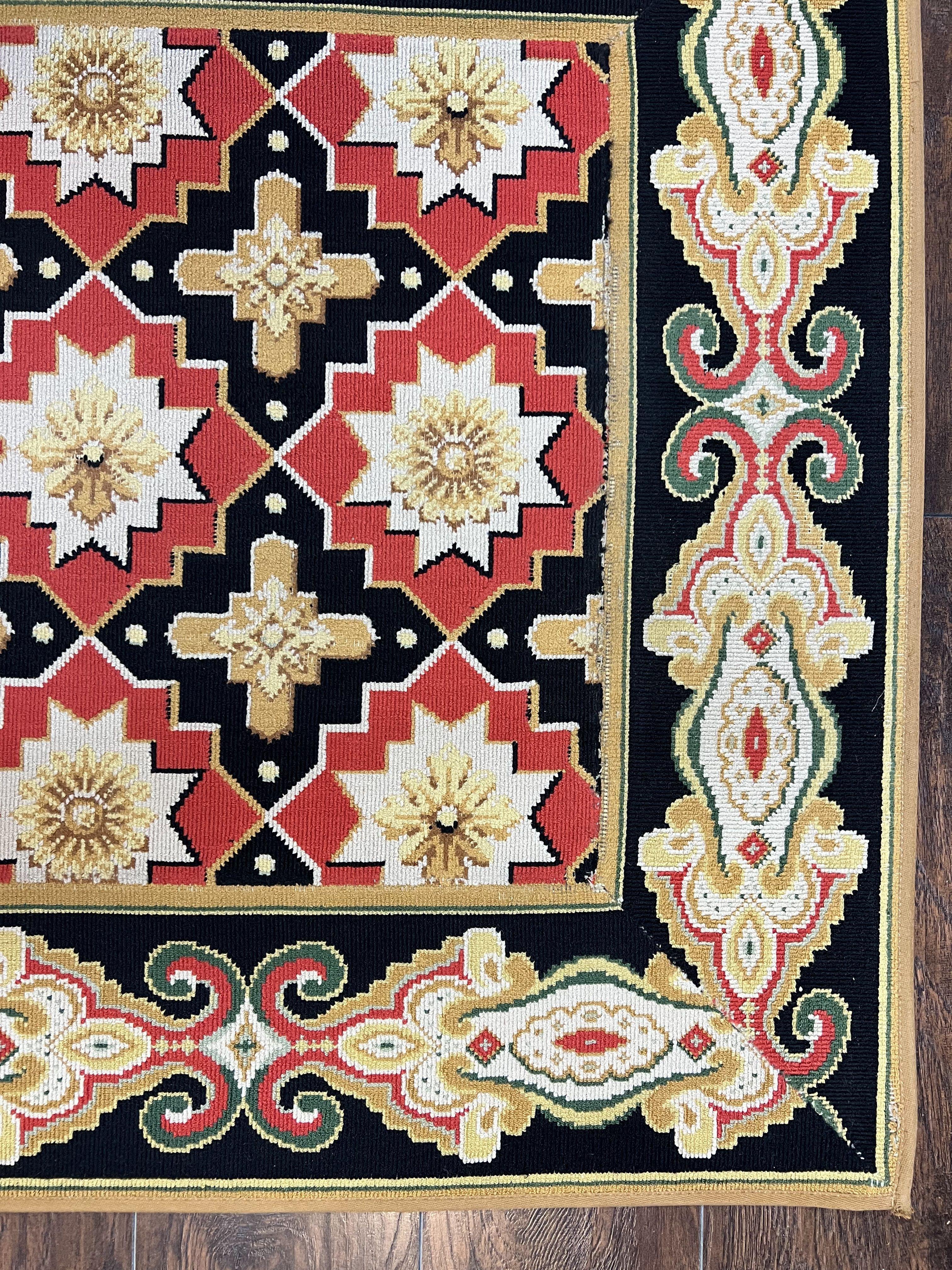 Vintage Runner Rug 3.5 x 14, Long Runner Rug, Stark Custom Made Carpet, European Design, Red Black Ivory Tan, Long Rug for Hallway - Jewel Rugs