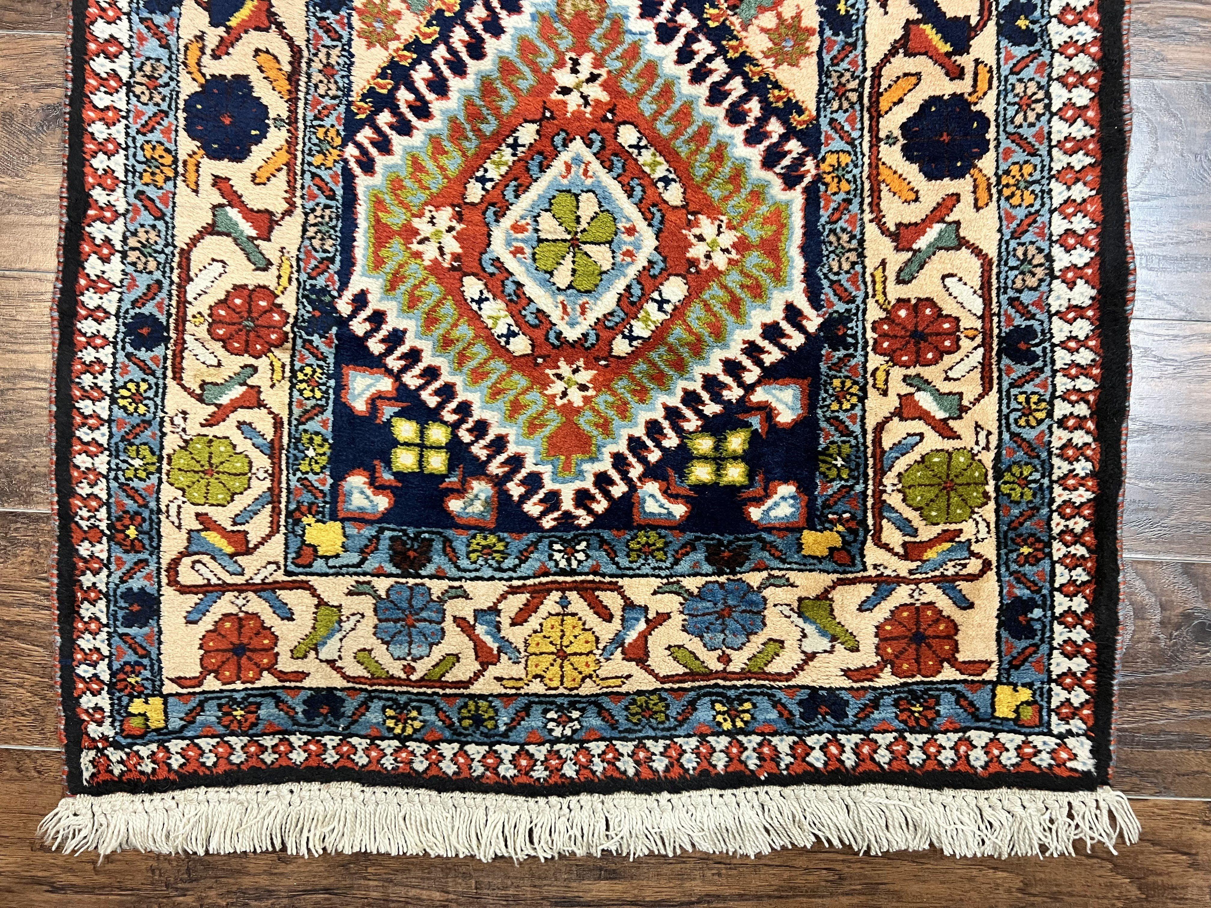 Persian Tribal Runner Rug 2.9 x 14, Colorful Rare Antique Persian Shiraz Yalameh Geometric Carpet for Hallway, 14ft Runner, Handmade, Wool, Red - Jewel Rugs
