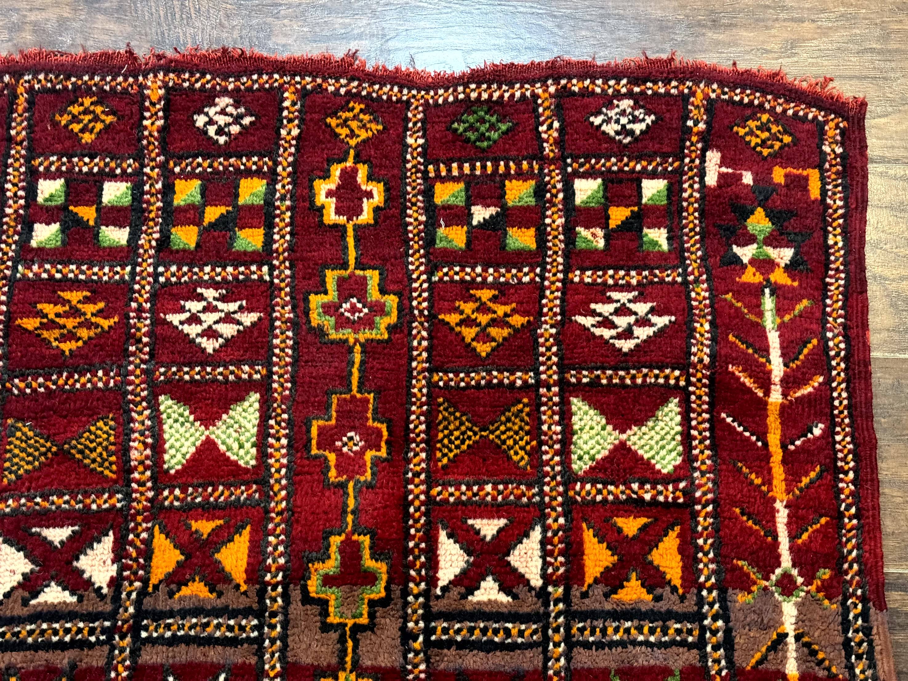 Moroccan Berber Tribal Rug 3x5, Geometric Area Rug, Red Orange Brown - Jewel Rugs