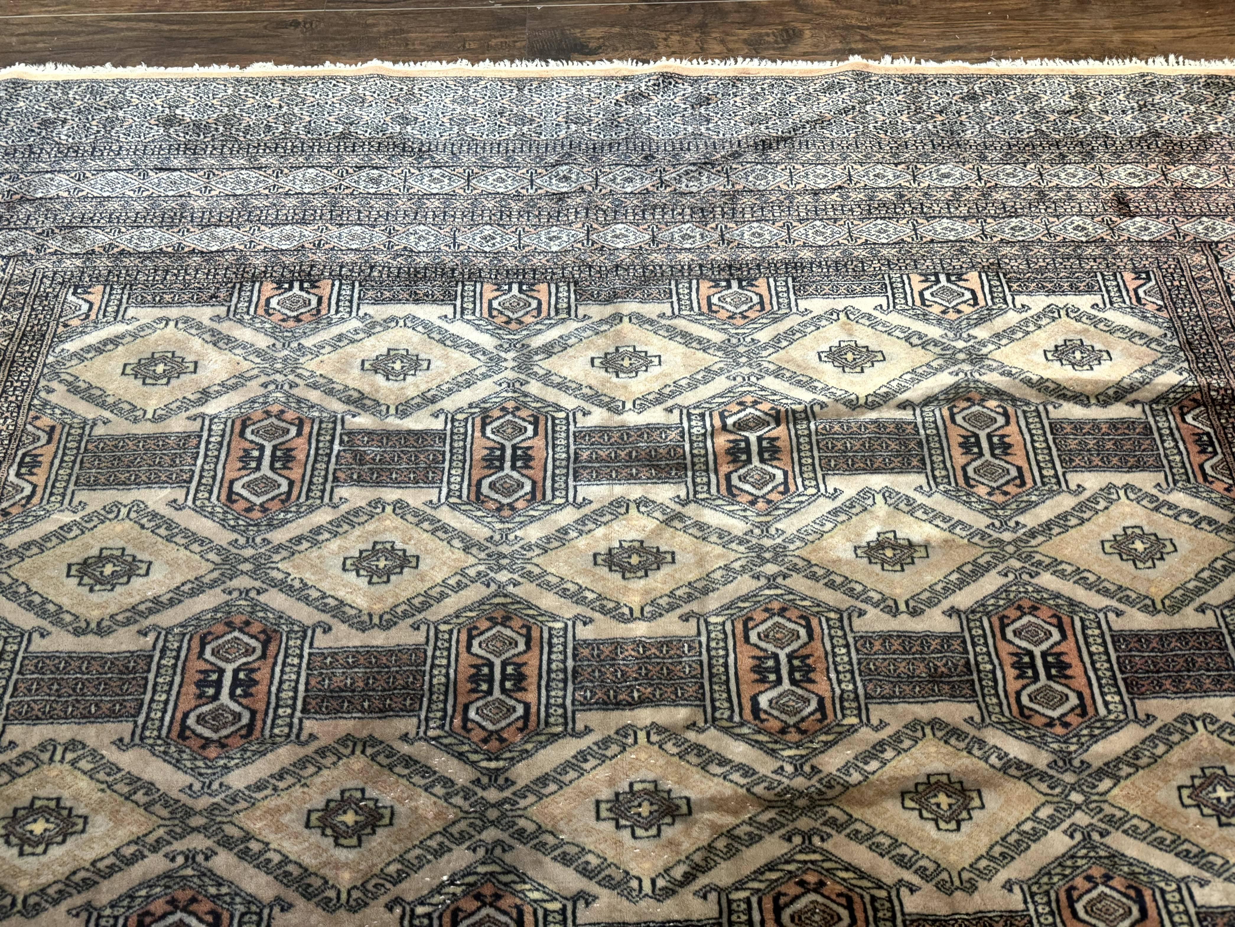 Turkoman Bokhara Rug 8x11, Camel Hair Color, Handmade Vintage Wool Pakistani Carpet - Jewel Rugs