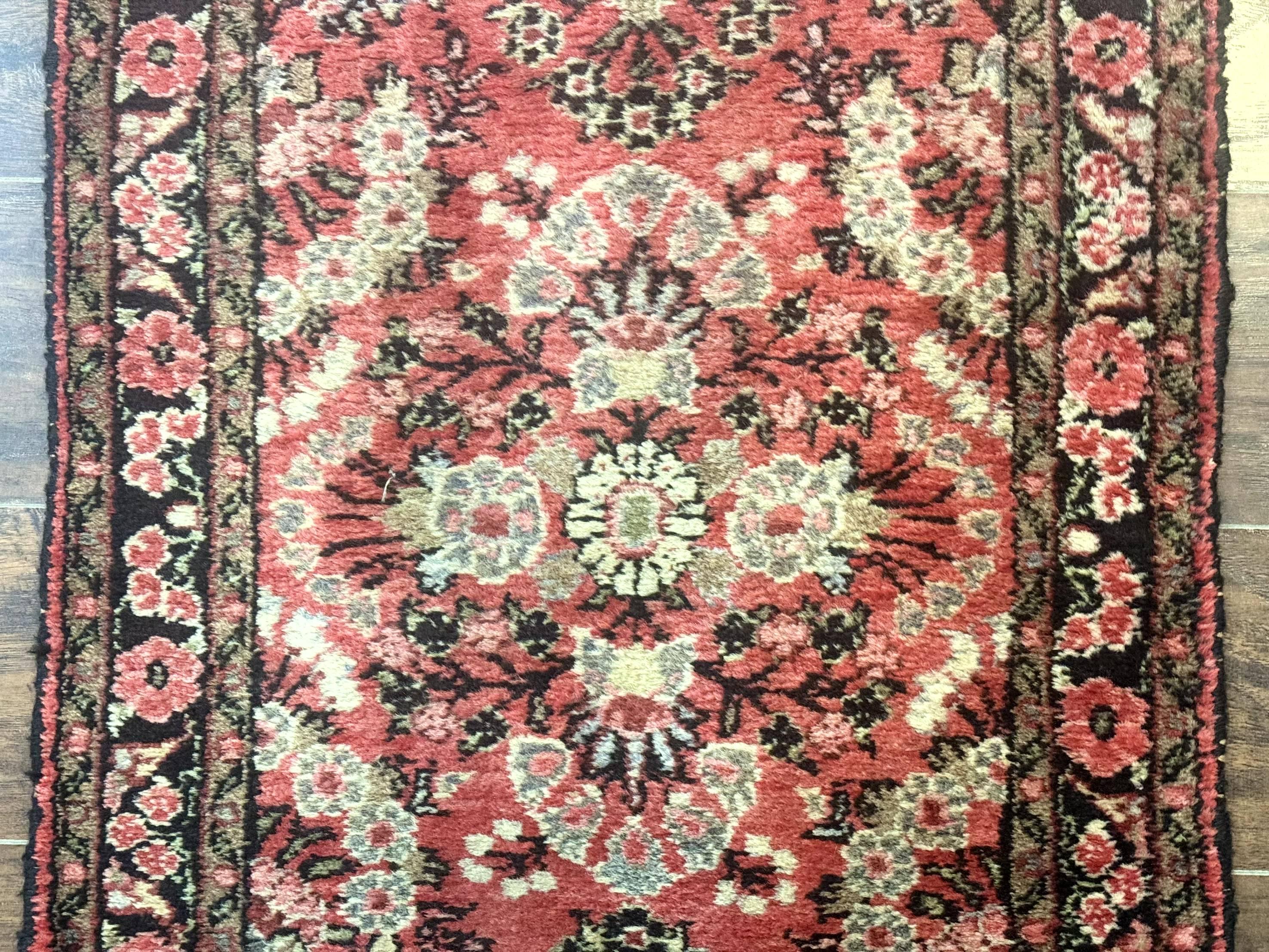 Persian Hamadan Runner Rug 2 x 13.6 – Red Floral Wool Hallway Carpet - Jewel Rugs
