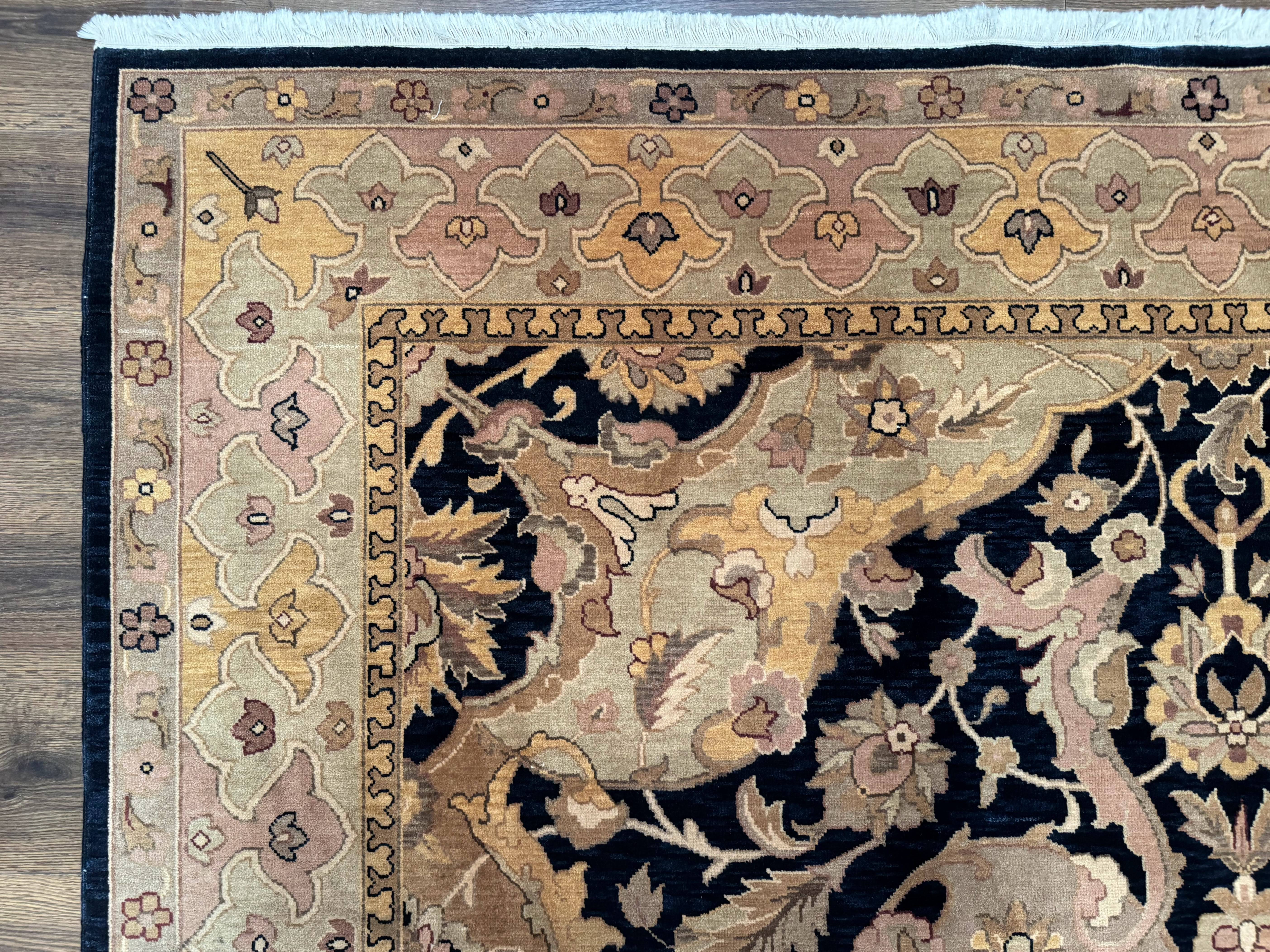 Handmade Wool Rug 8x10, Black & Dark Beige, Nourison, Traditional Rug - Jewel Rugs