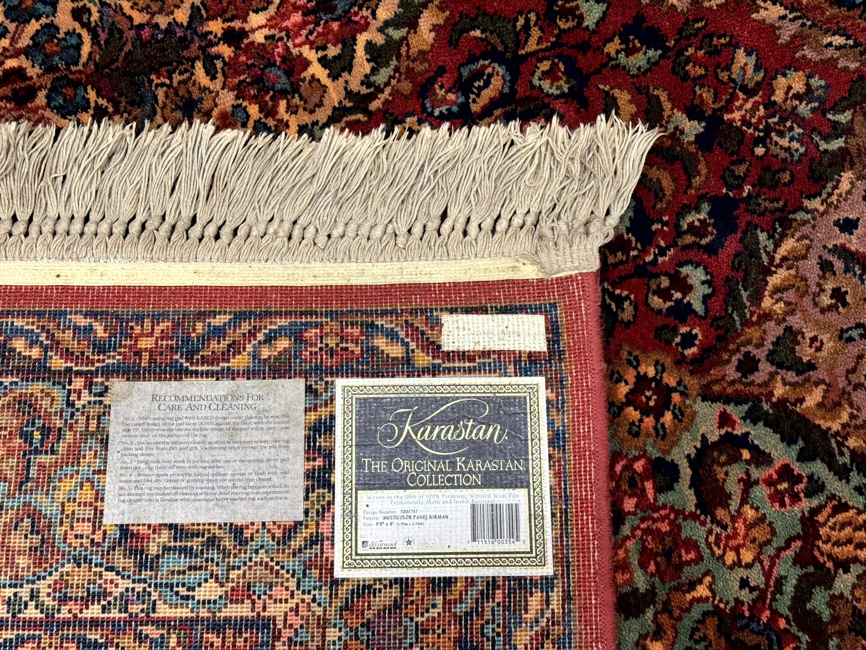 5.9 x 9 Karastan Rug Multicolor Panel Kirman #717, Original 700 Series, Wool - Jewel Rugs