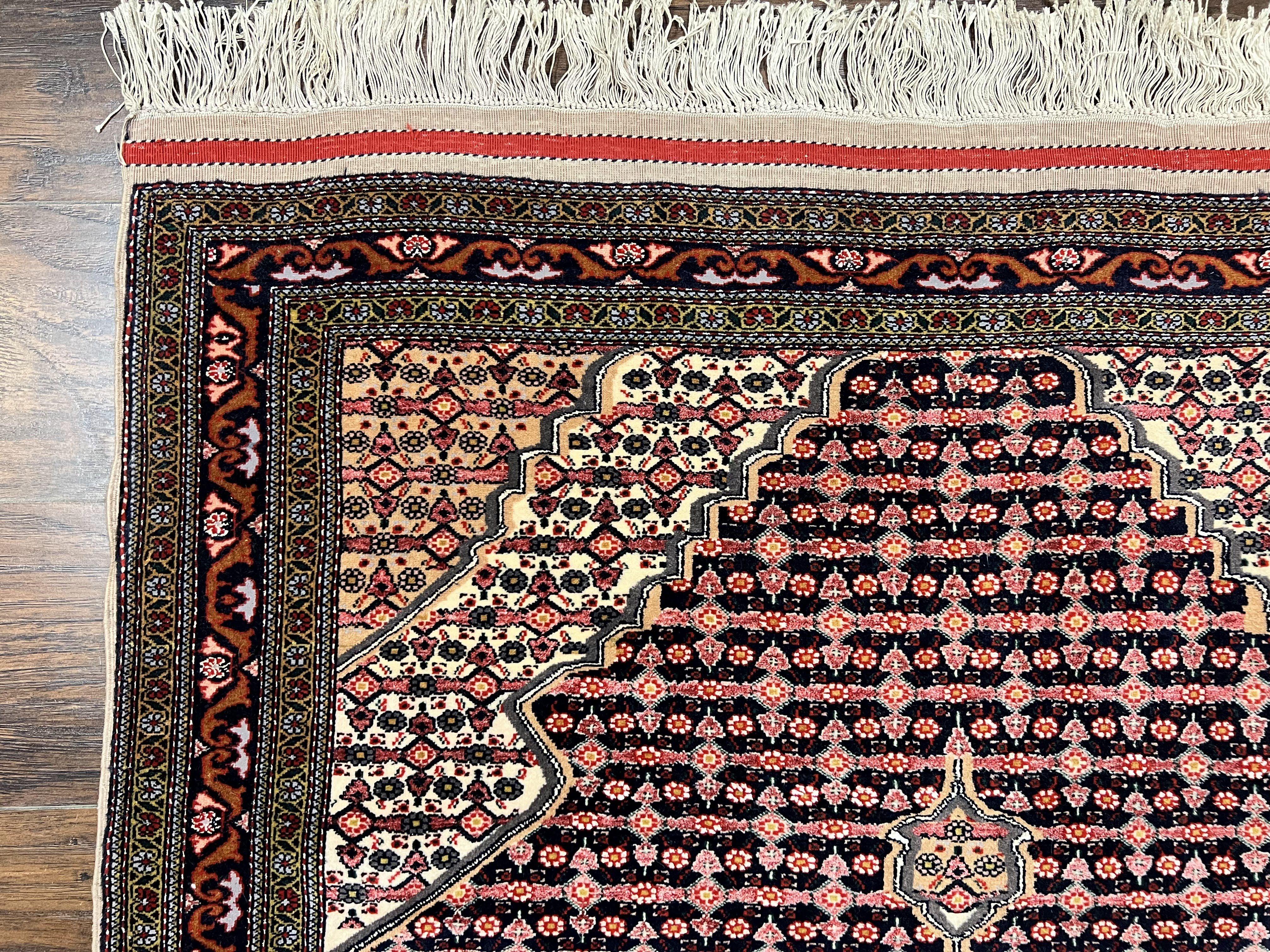 Afghan Rug 4x5, Wool with Silk Highlights, Very Fine Hand Knotted Vintage Oriental Carpet, Herati Pattern, Persian Rug, Bidjar Rug, 400 KPSI - Jewel Rugs