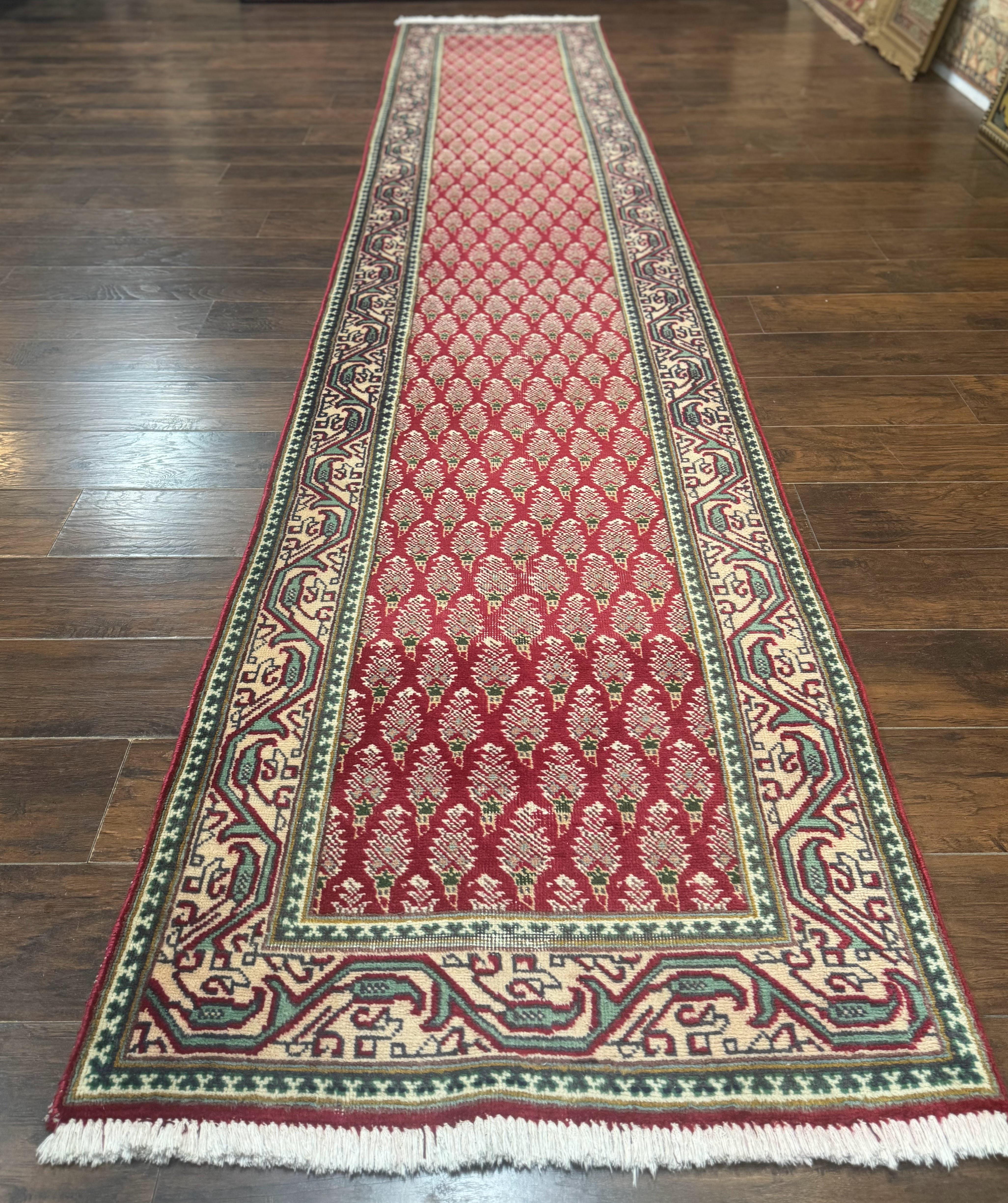 Persian Tabriz Runner Rug 3x16, Paisley Boteh Design, Red and Cream, Rug for Hallway, 16ft Wool Runner - Jewel Rugs