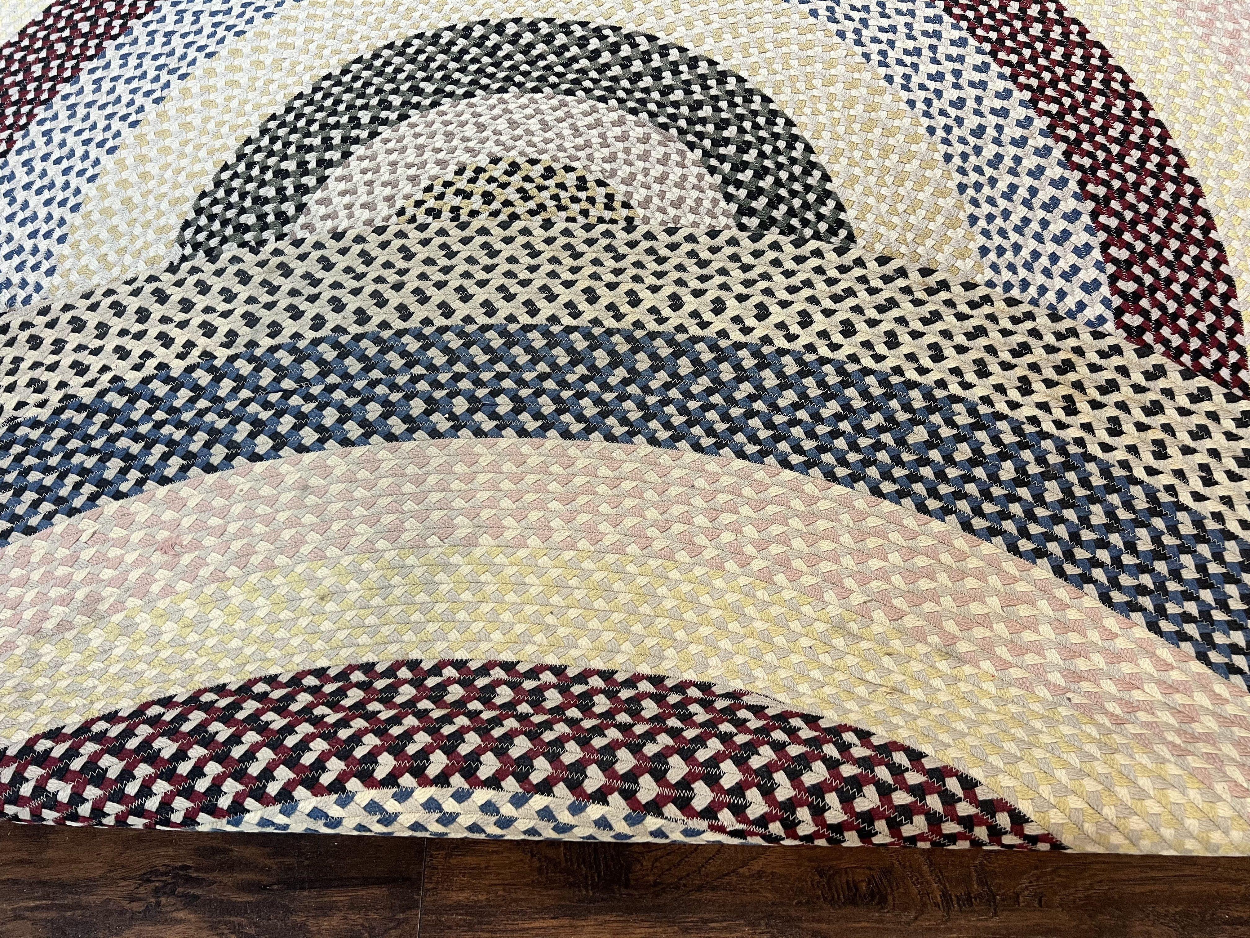 Round American Braided Rug 9x9 ft, Large Round Vintage Braided Rug, Multicolor - Jewel Rugs