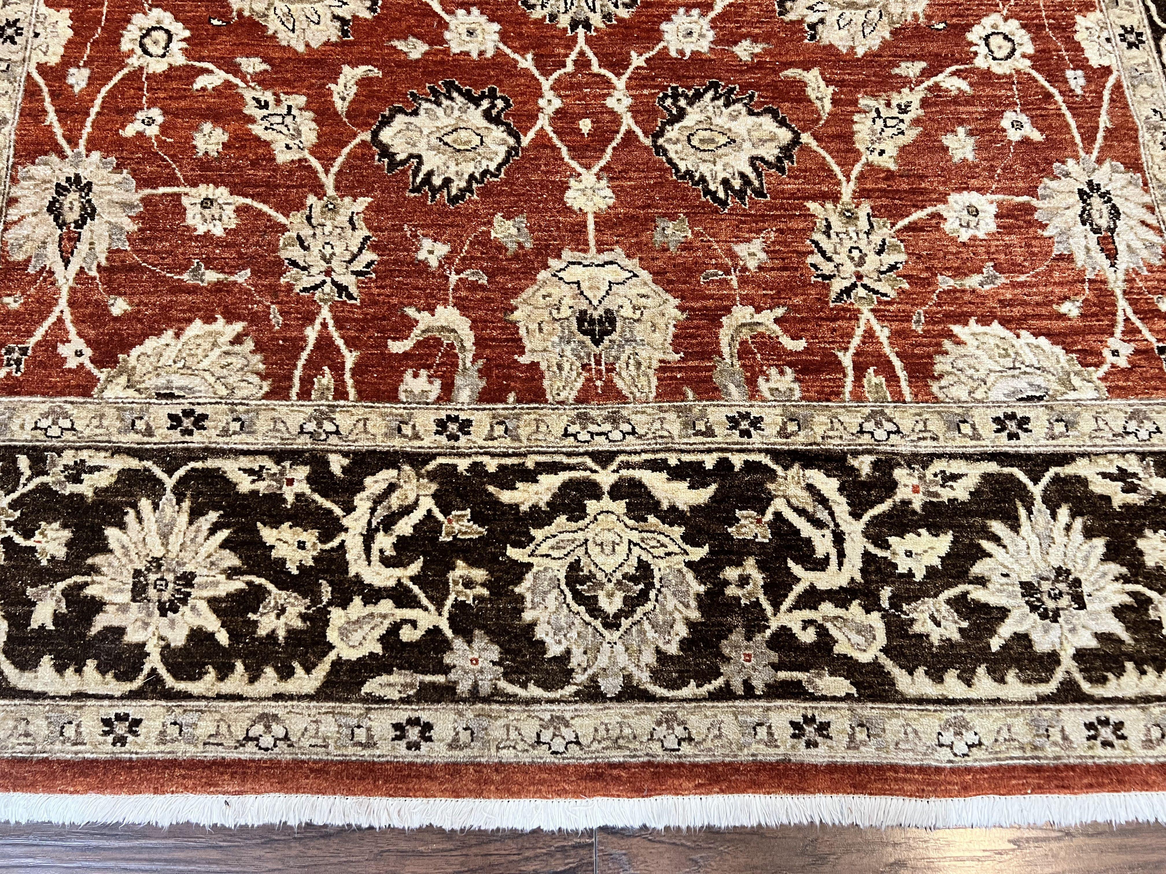 Pakistani Oriental Rug 6x9, Red, Floral Allover, Handmade Wool Rug, Peshawar Chobi Rug, Pak Persian Carpet 6 x 9 - Jewel Rugs