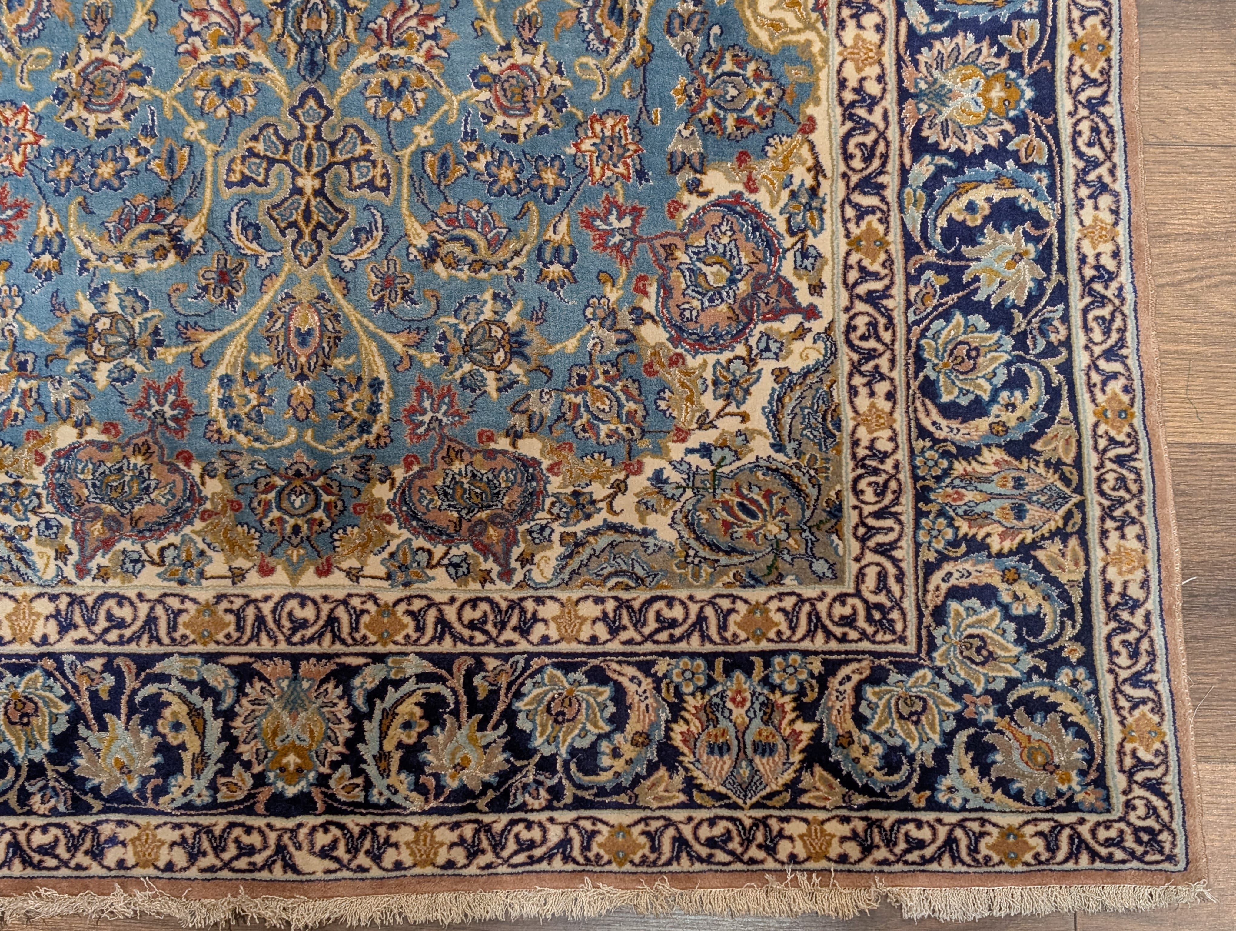 Persian Rug 3.6 x 5, Isfahan Rug, Light Blue, Super Fine 630 KPSI, Silk Foundation - Jewel Rugs