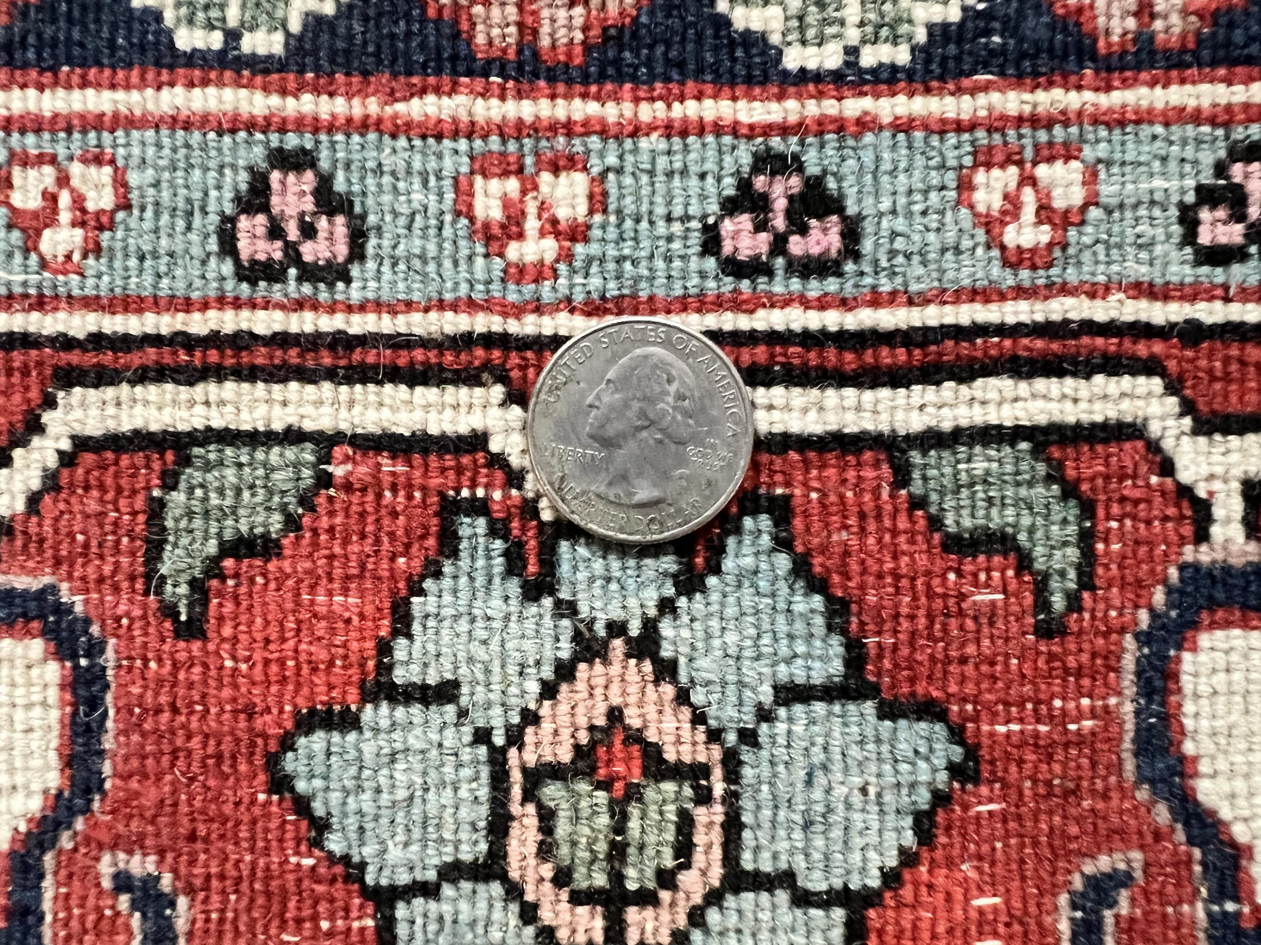 Pak Persian Rug 3x4, Wool Hand Knotted Vintage Traditional Carpet, Navy Blue & Red, Very Fine Small Handmade Floral Rug - Jewel Rugs