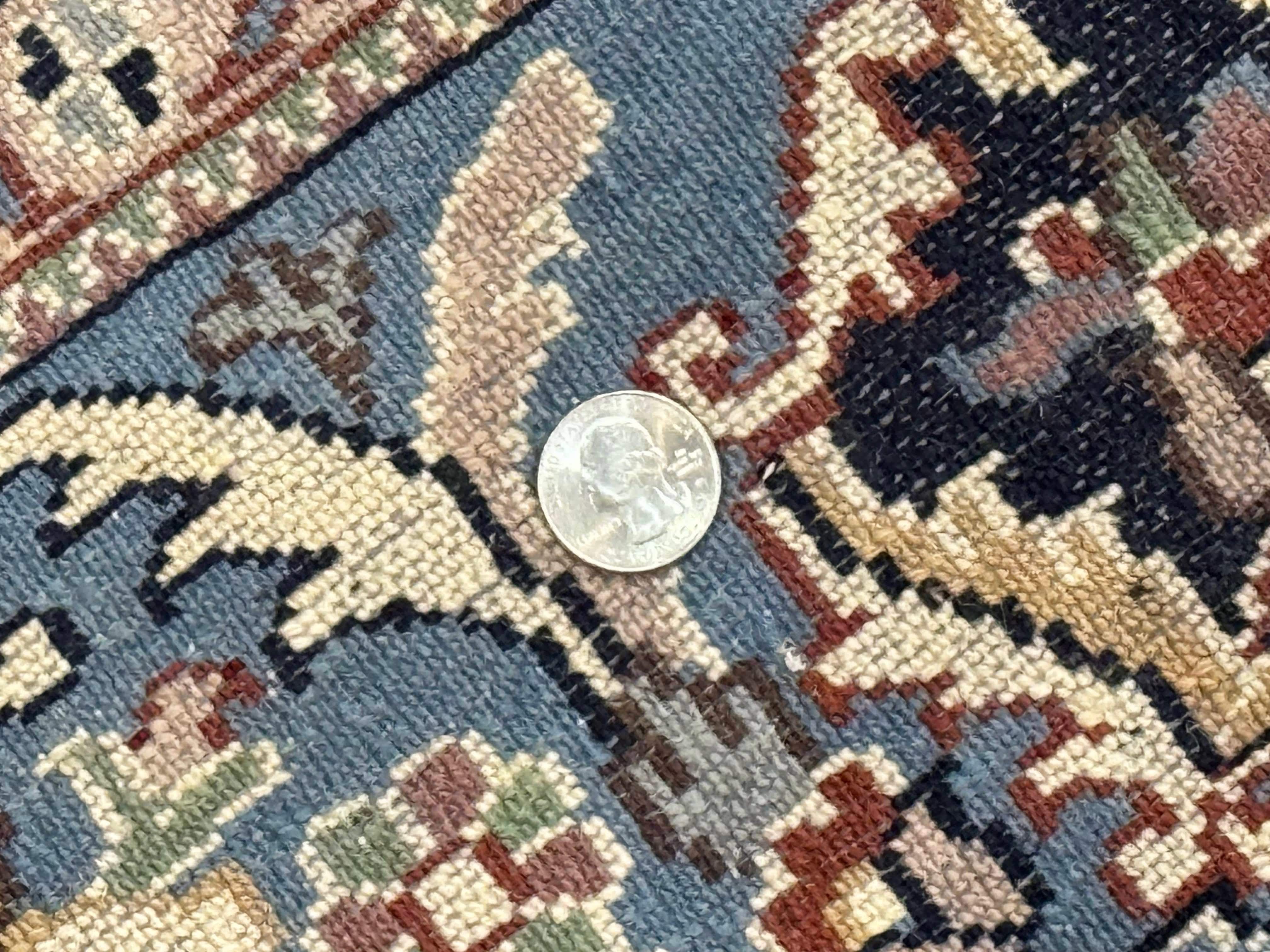 Indo Persian Kerman Rug 6x9 – Navy and Light Blue Hand-Knotted Wool Vintage Carpet - Jewel Rugs