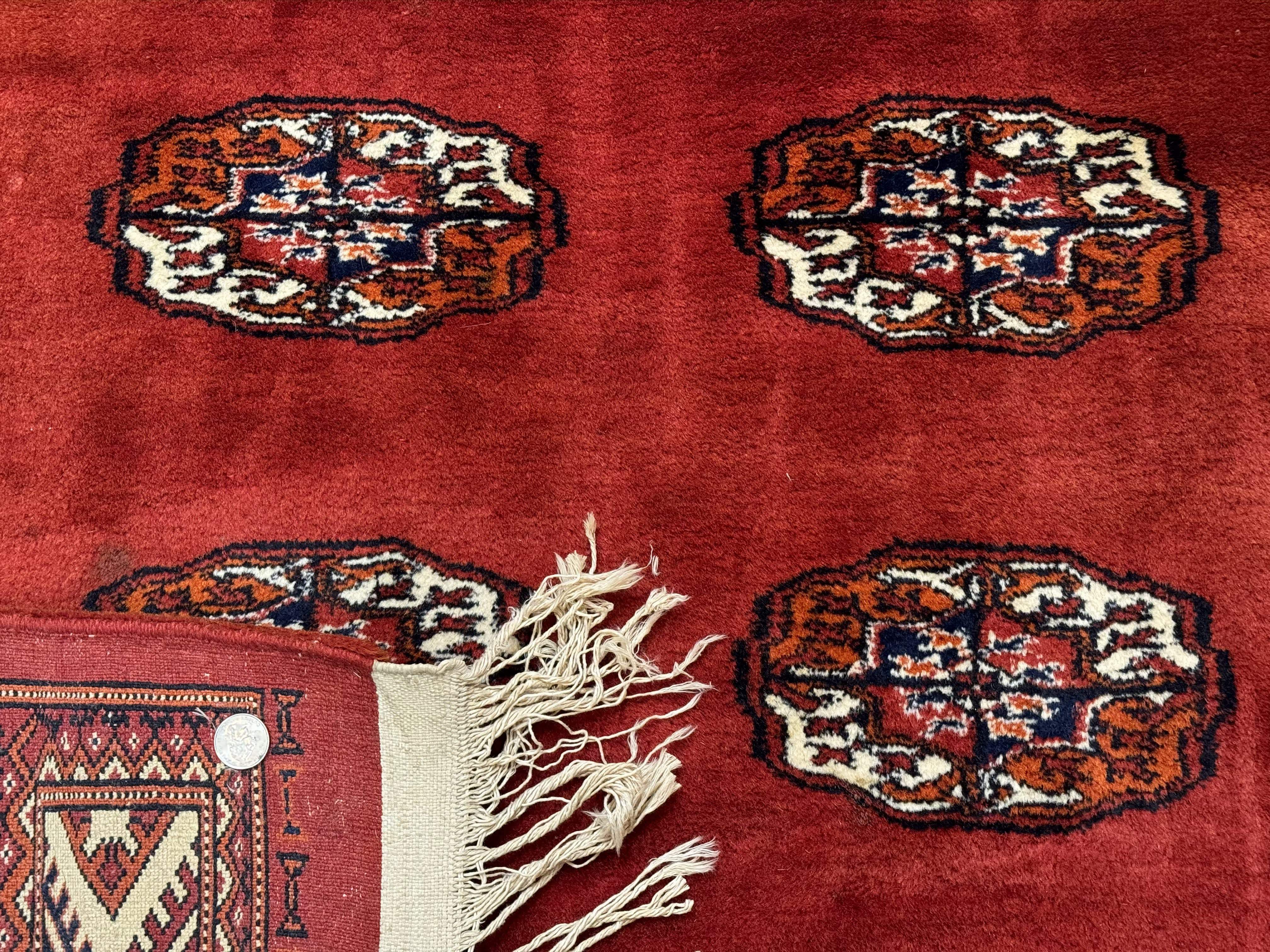 Red Pakistani Bokhara Turkoman Rug 7x9 – Very Fine 340 KPSI, Signed By Master Weaver, Vintage, Wool - Jewel Rugs