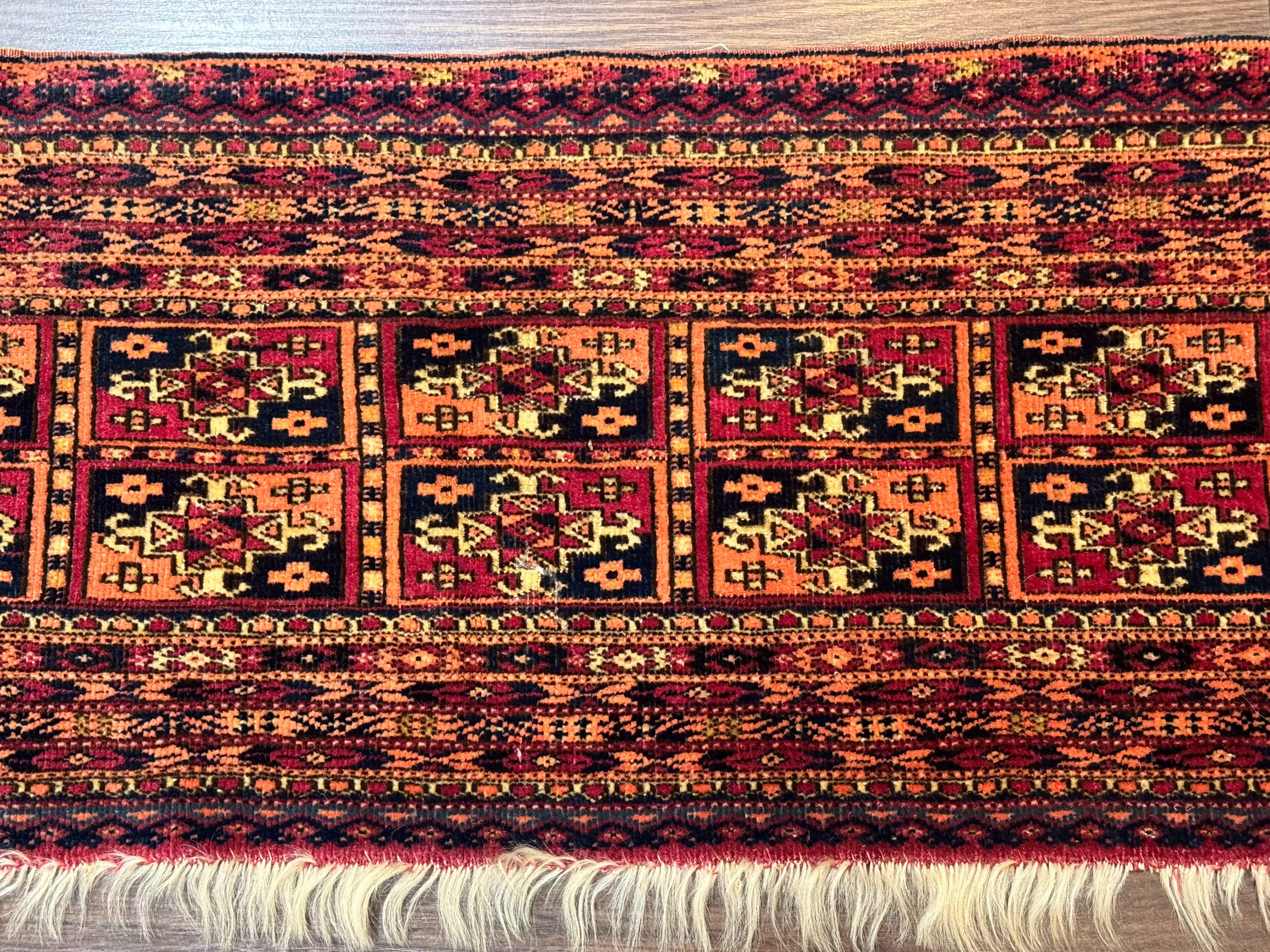 Antique Persian Turkoman Mafresh Rug 1x4, Wool, Tribal Collectible - Jewel Rugs