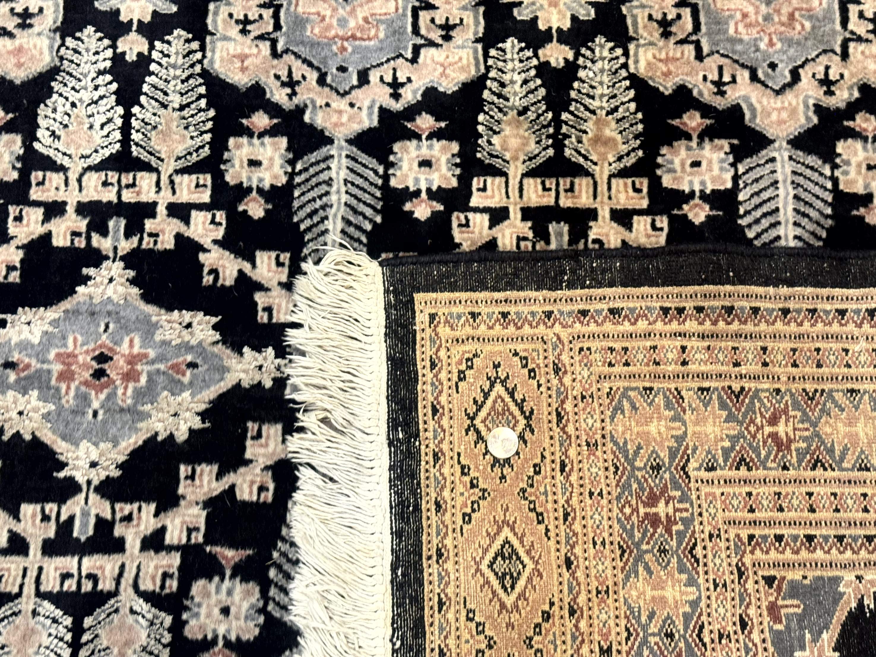 Turkoman Bokhara Rug 6x9, Pakistani Carpet, Black, Hand Knotted - Jewel Rugs