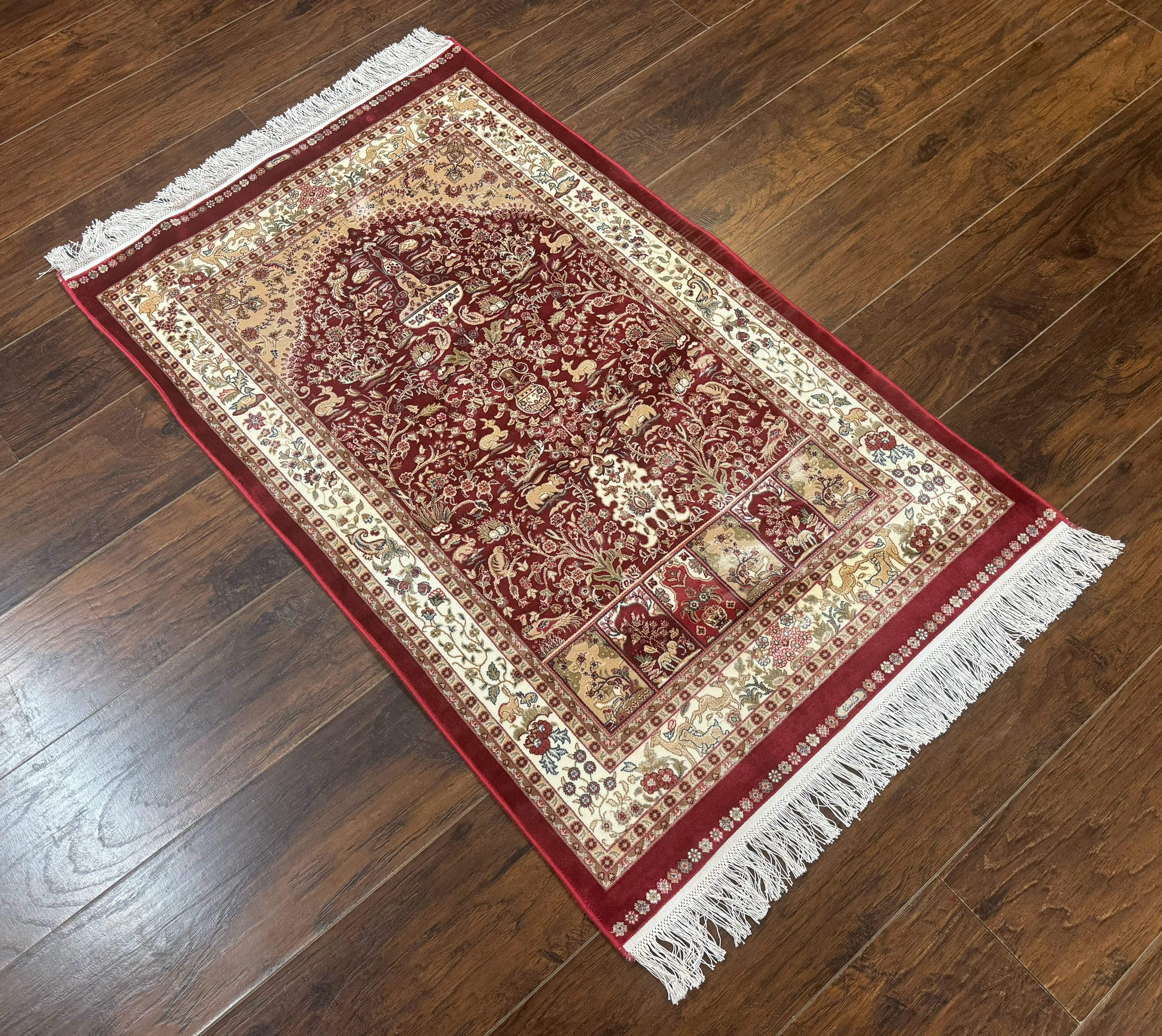 Tree of Life Turkish Silk Rug 2.6 x 4, Red, Bamboo Silk - Jewel Rugs