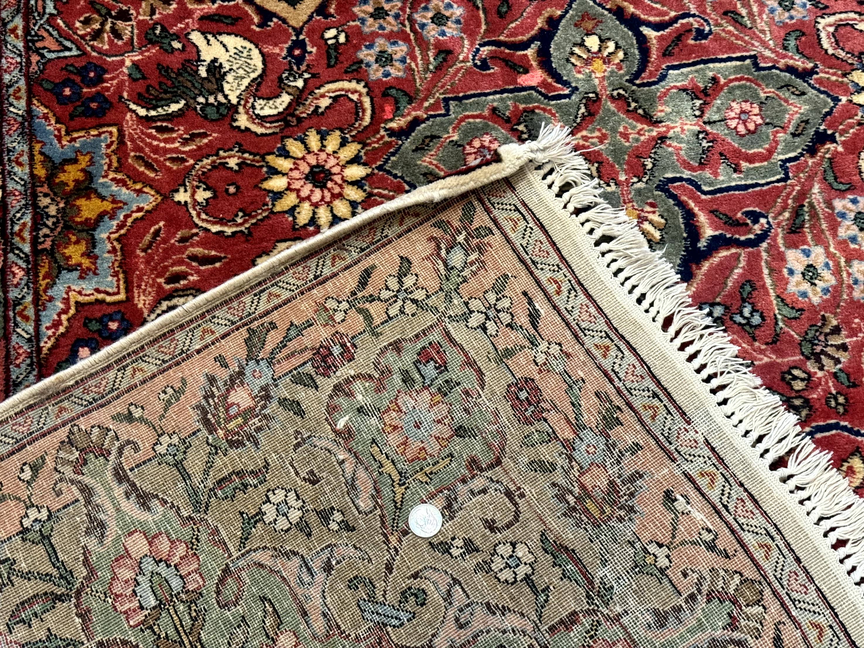 Antique Tabriz Persian Rug 7x10, Red Cream Tan, Unique Design, Fine 270 KPSI, Birds, Floral - Jewel Rugs