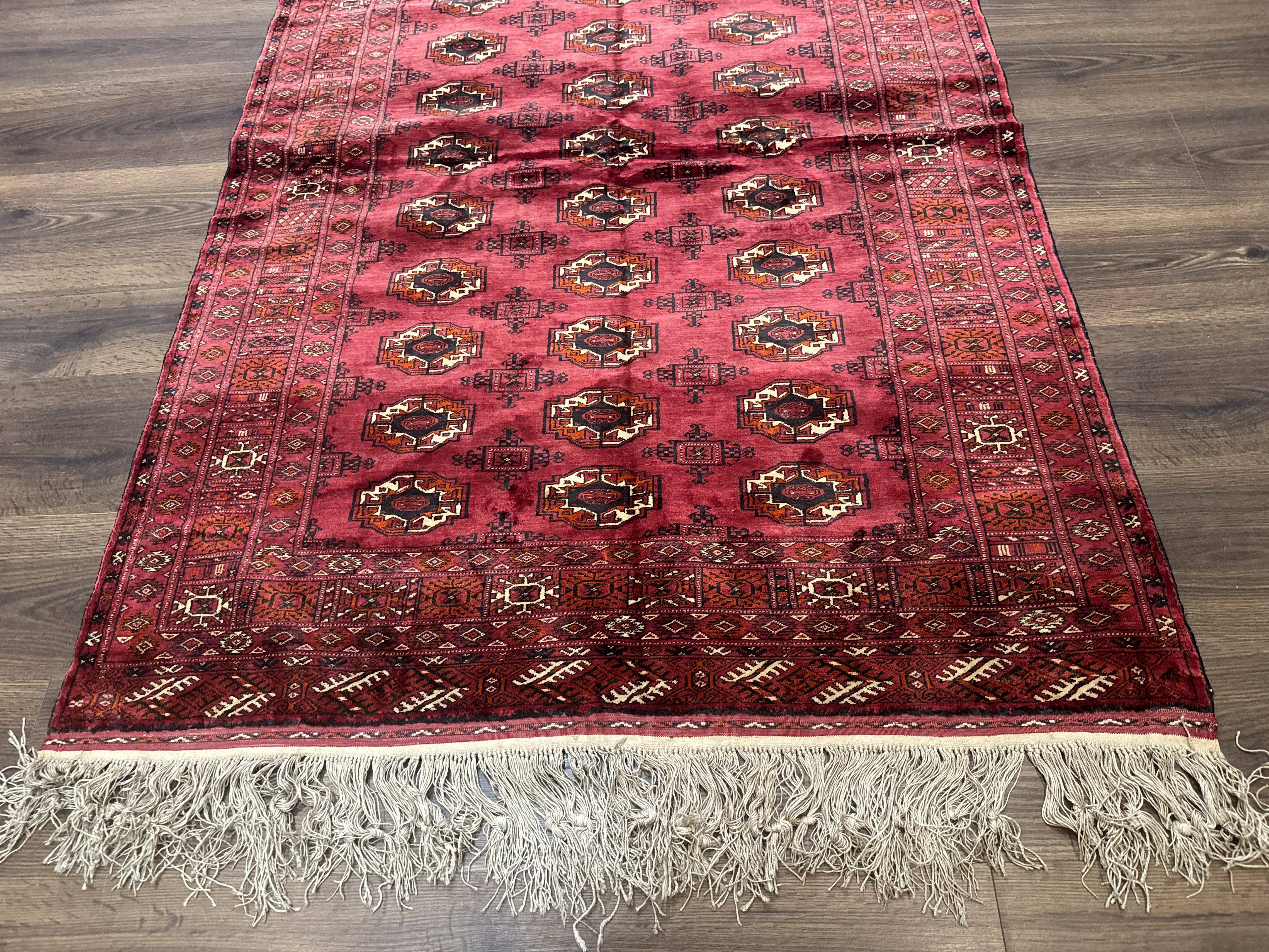 Antique Persian Silk Turkoman Rug 4x5, Silk Pile on Silk Foundation, Red, Rare Tribal Rug - Jewel Rugs