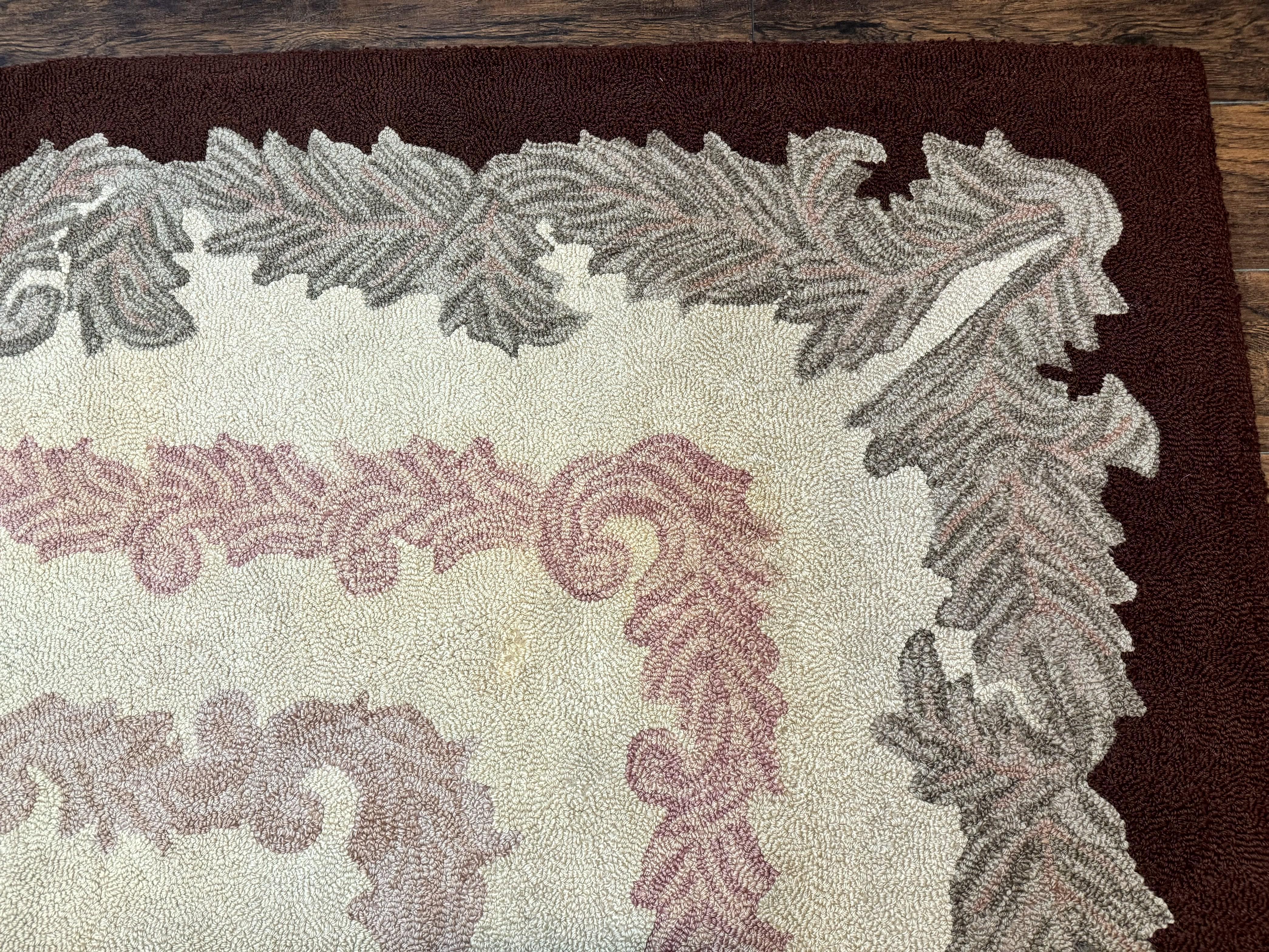 American Hand Hooked Rug 9x12, Vintage Aubusson Carpet, Wool - Jewel Rugs