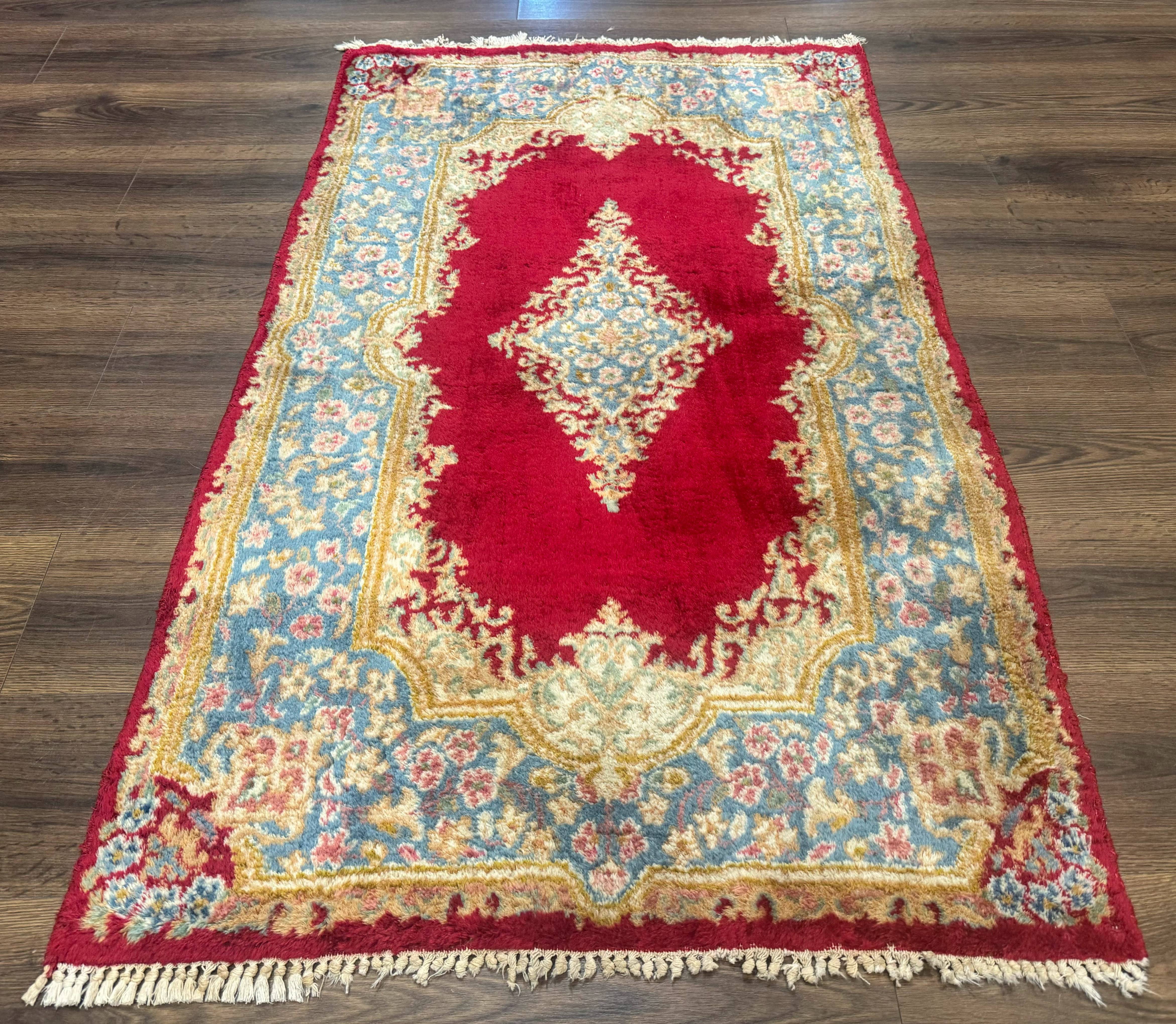 Red Persian Kerman Rug 3x5, Semi Open Field, Handmade - Jewel Rugs