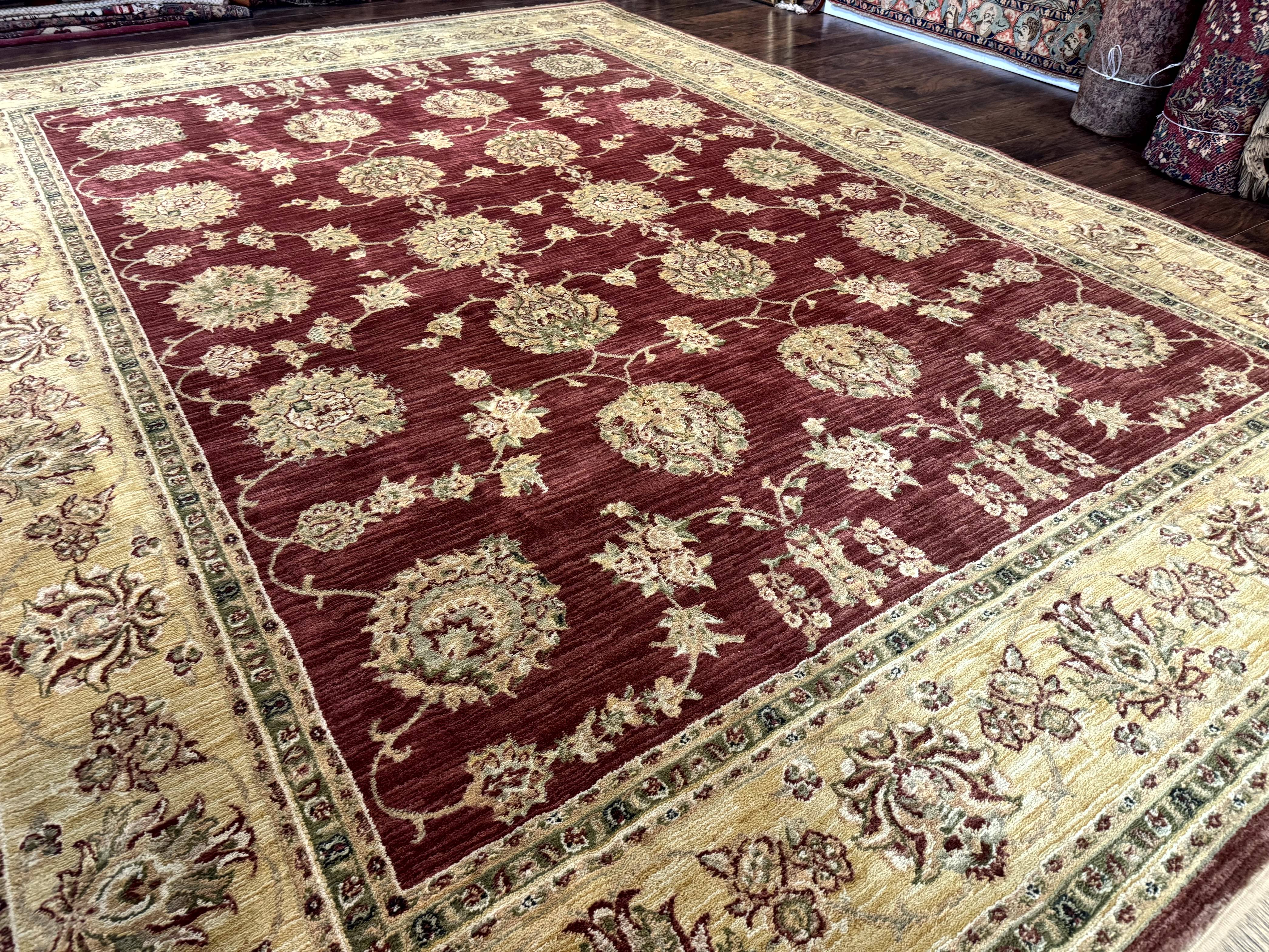 Traditional Wool Oriental Rug 9x13, Large Power Loomed Carpet, Burgundy - Jewel Rugs