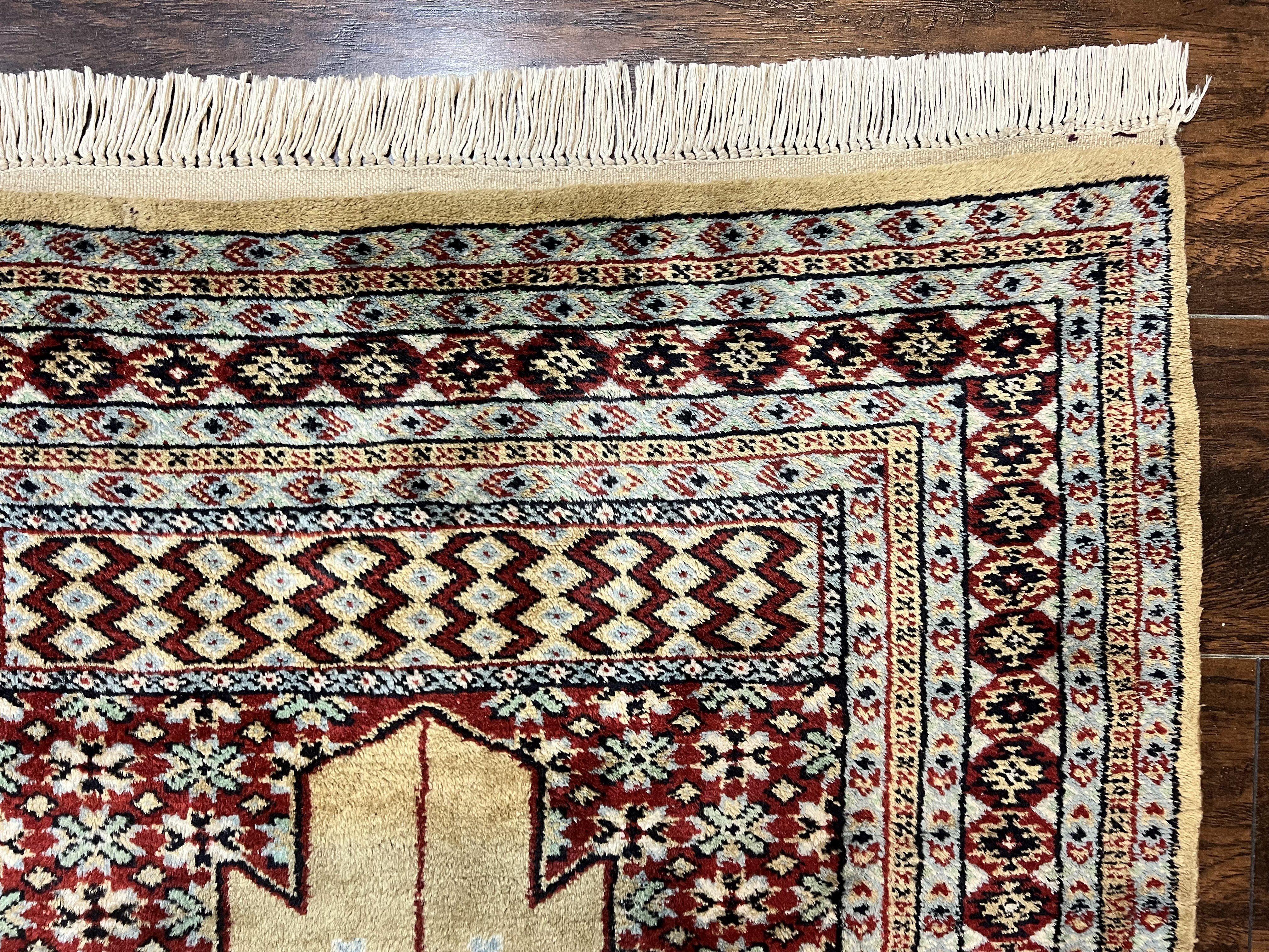 Bokhara Prayer Rug 3x5, Pakistani Turkoman Carpet, Tan, Handmade Vintage Wool Carpet - Jewel Rugs