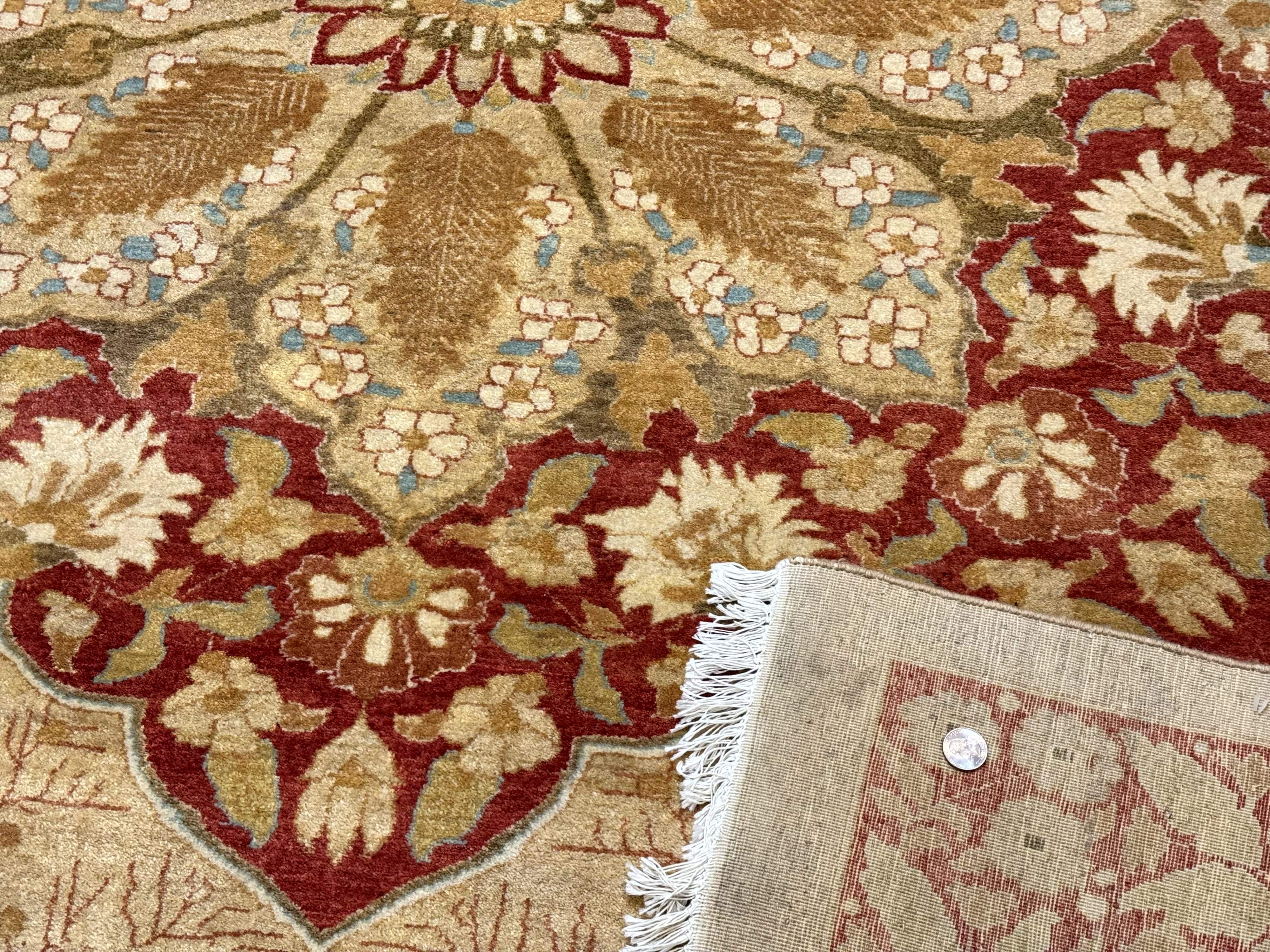 Palace Size Pak Persian Rug 13x17, Haji Jalili Design, Beige and Rust, Wool Hand Knotted, Fine 260 KPSI - Jewel Rugs