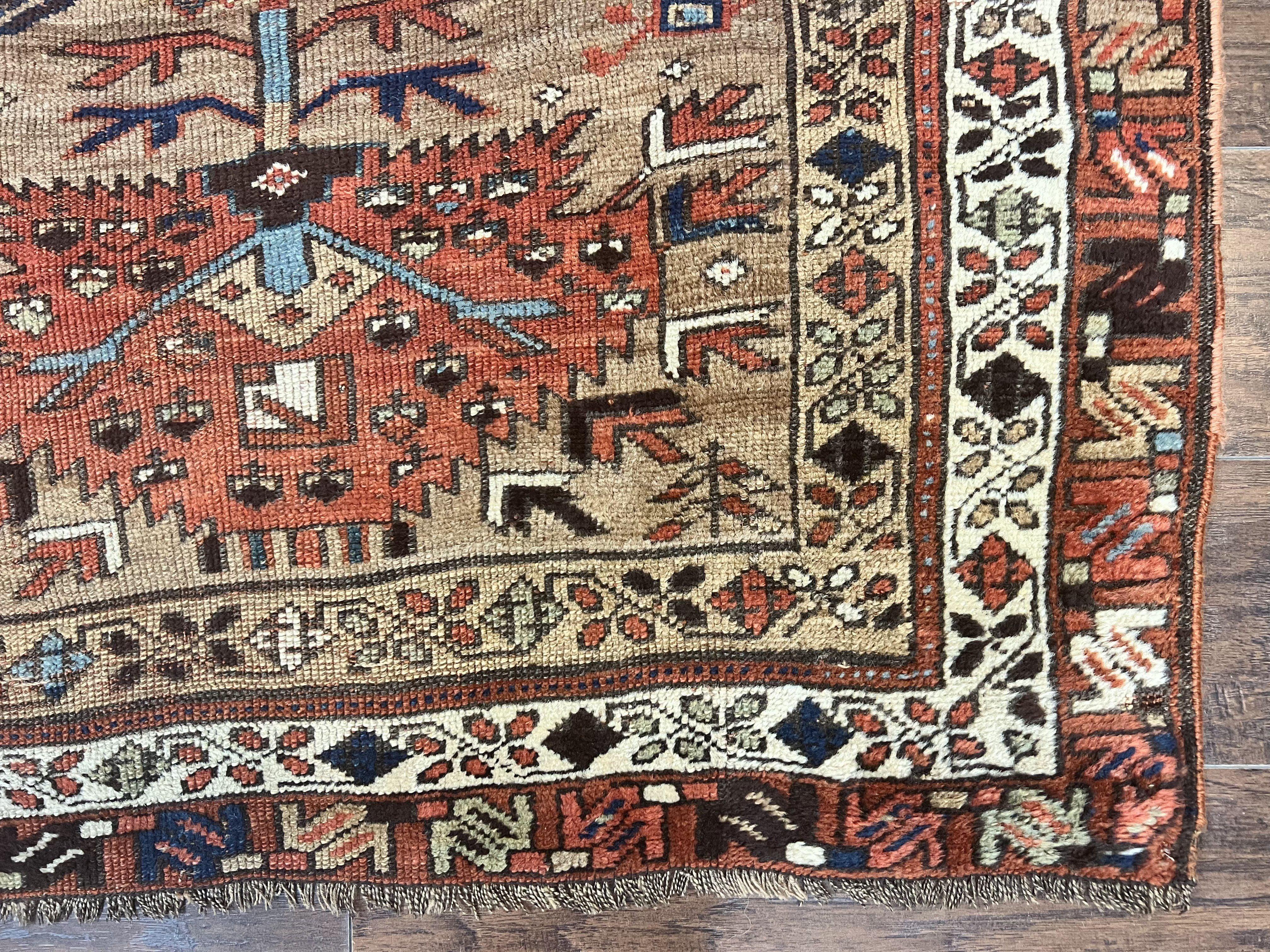 Antique Persian Runner Rug 4 x 16, Persian Kurdish Sarab Runner, Camel Hair Wool Tribal Runner for Hallway, 16ft Runner, Handmade 1920s Rug - Jewel Rugs