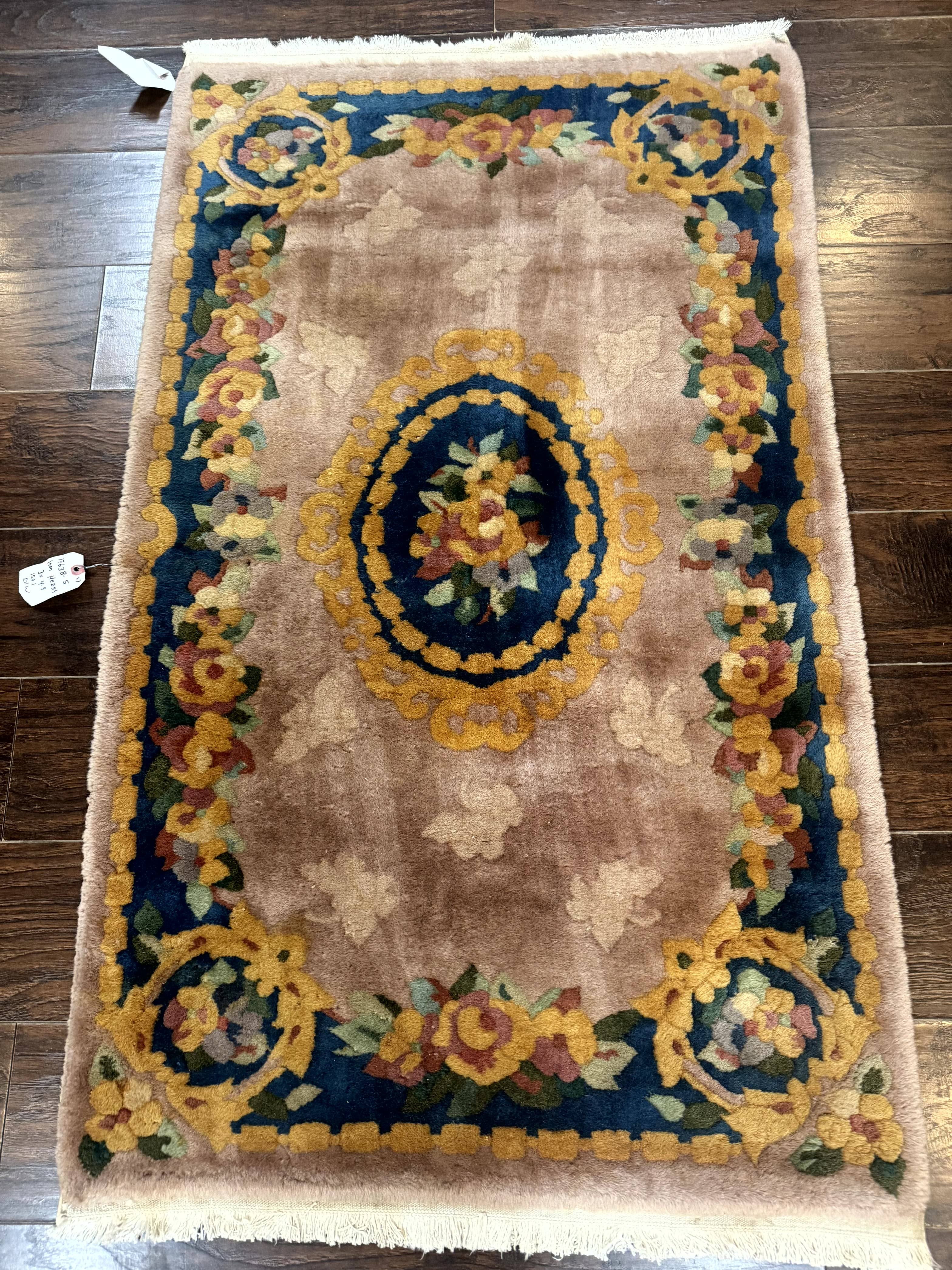 Chinese Wool Rug 3x5, Vintage 90 Line Carpet, Small Art Deco Rug - Jewel Rugs