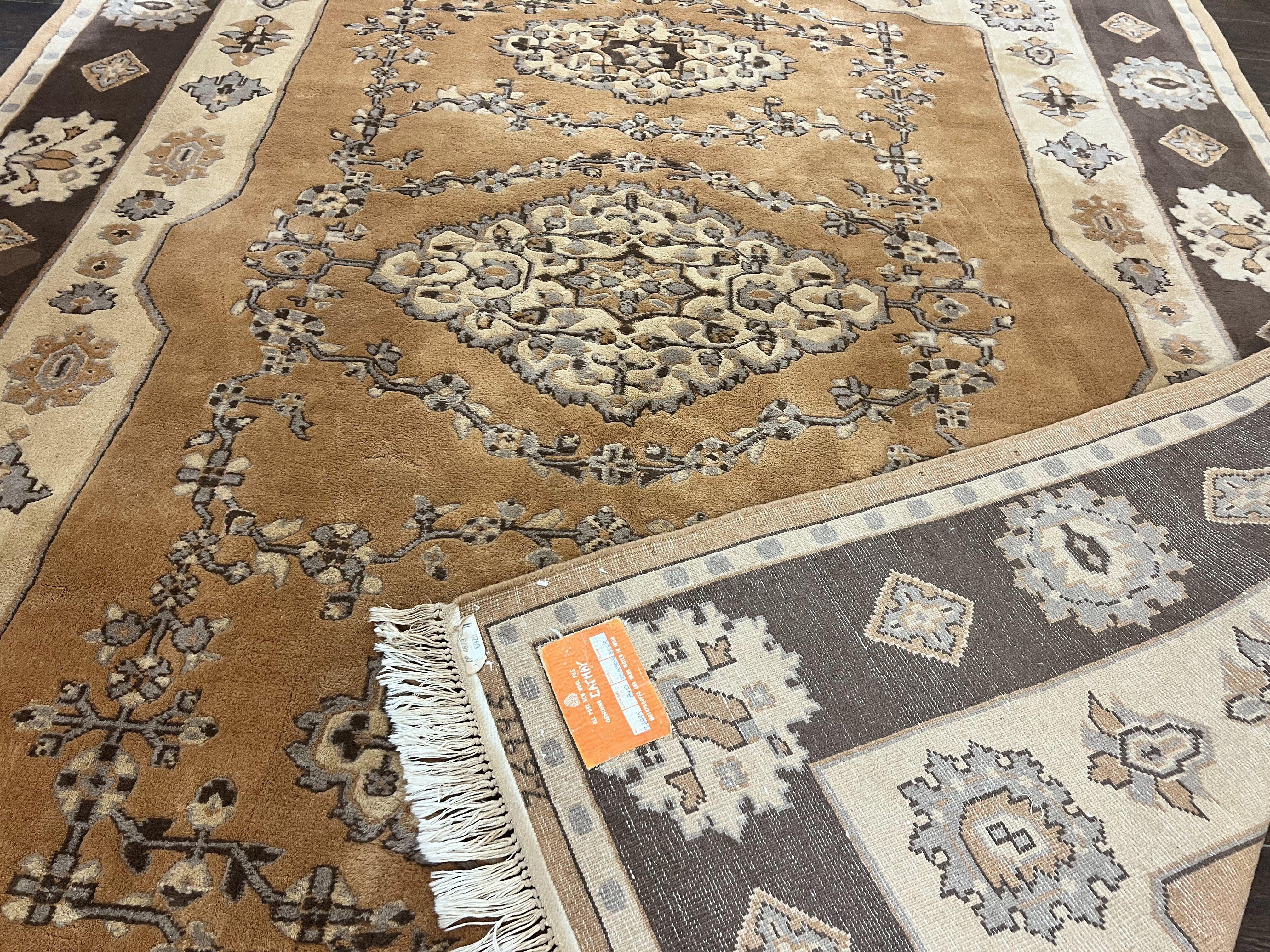 Indian Oushak Rug 8x10, Wool Hand Knotted Vintage Carpet - Jewel Rugs