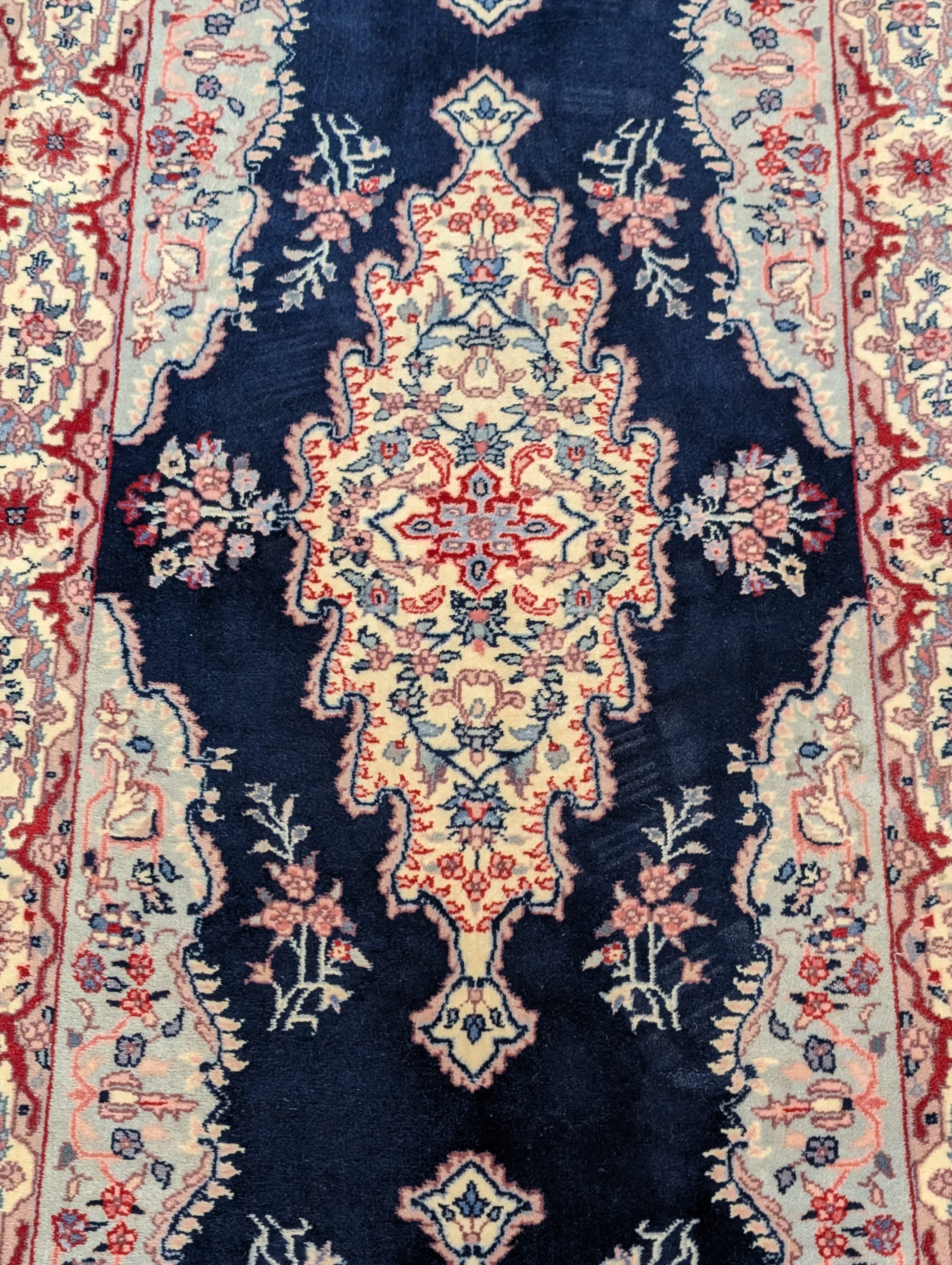 Persian Kerman Runner Rug 2.6 x 12, Navy Blue - Jewel Rugs