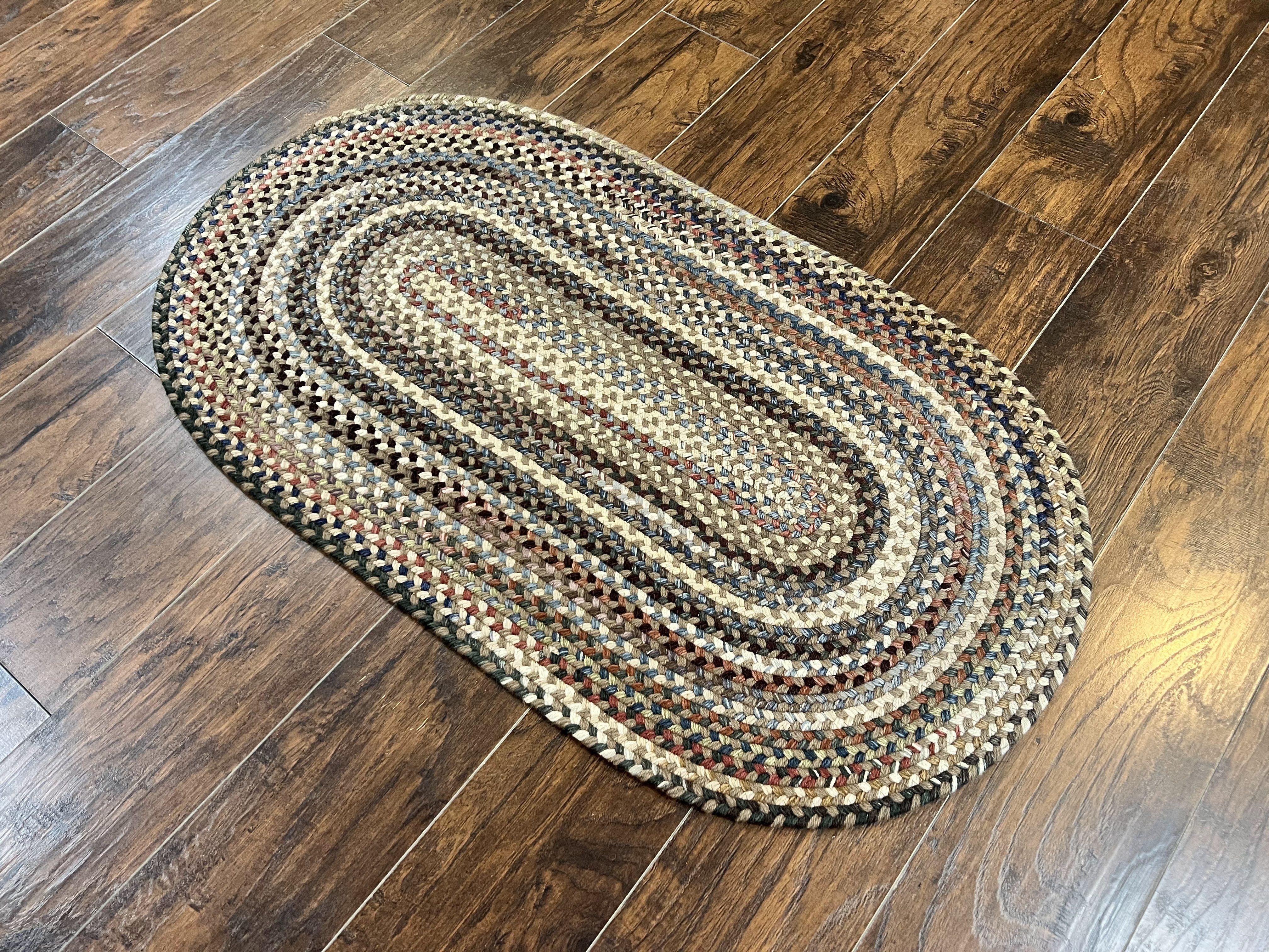 Oval Braided Rug 2x4, Multicolor Oval Rug, Hand Woven, Vintage Wool Handmade Braided Rug, Small American Braided Rug - Jewel Rugs