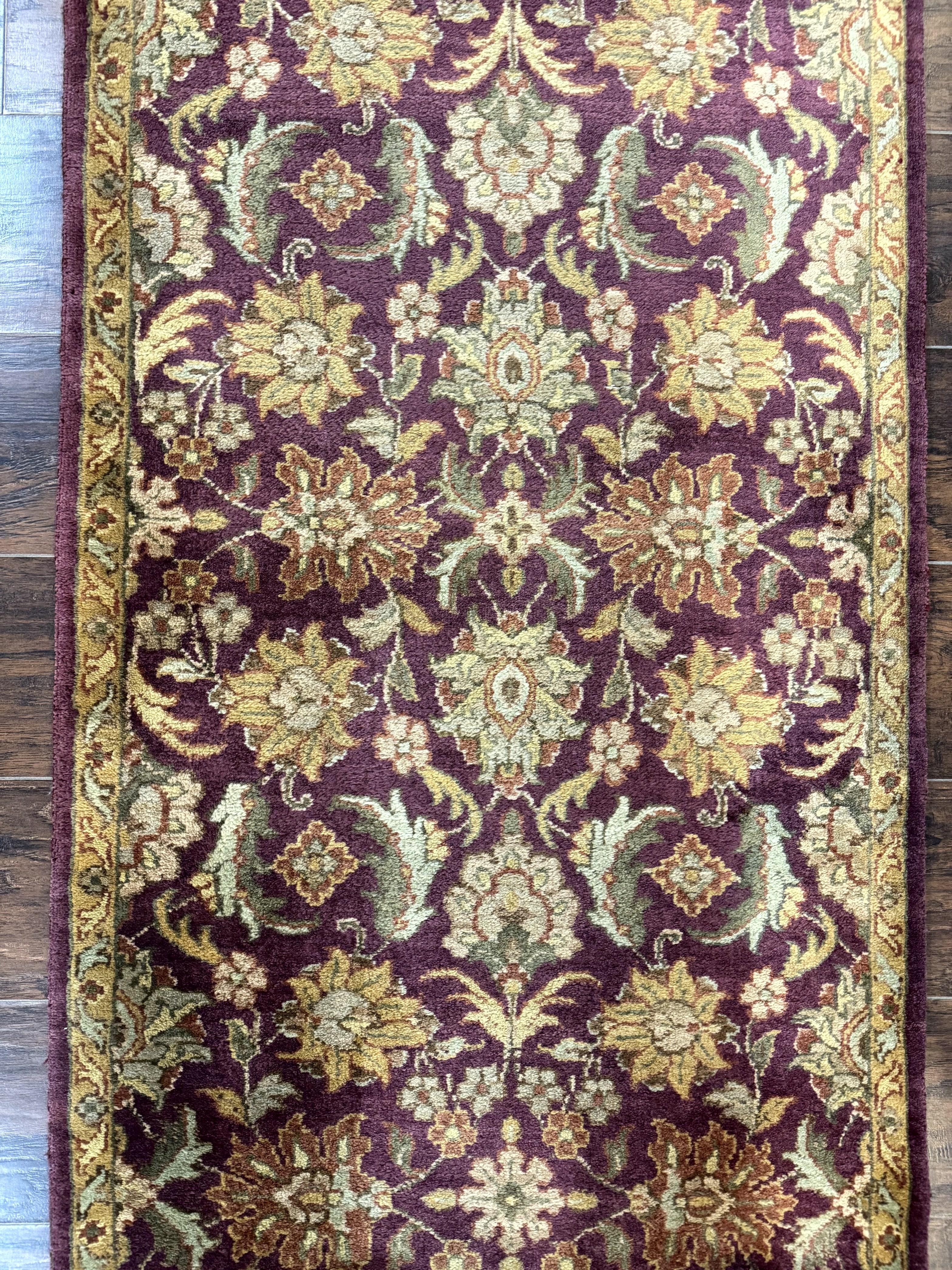 Indian Agra Runner Rug 2.6 x 17.5, Long Runner Rug for Hallway, Floral Handmade - Jewel Rugs