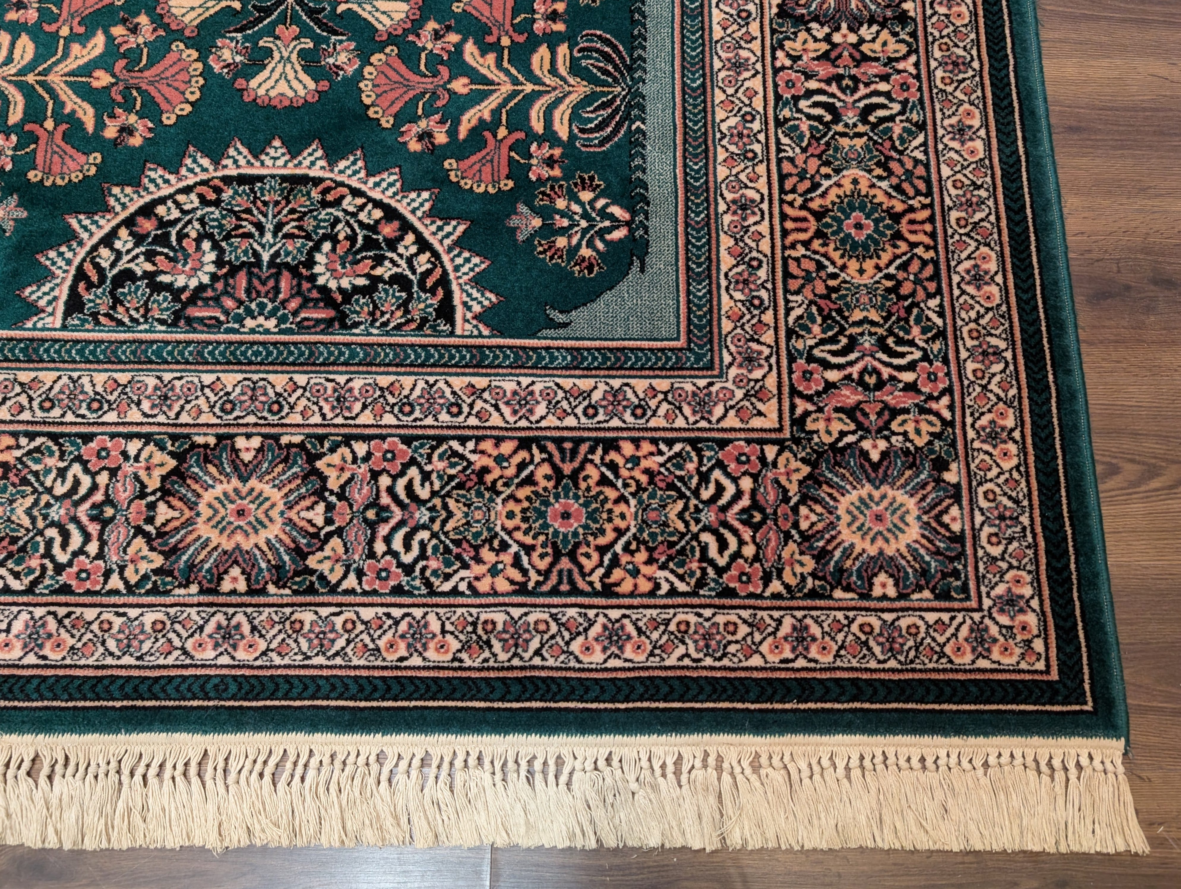 Green Belgium Power Loomed Rug, Vintage Persian Design Wool Carpet - Jewel Rugs