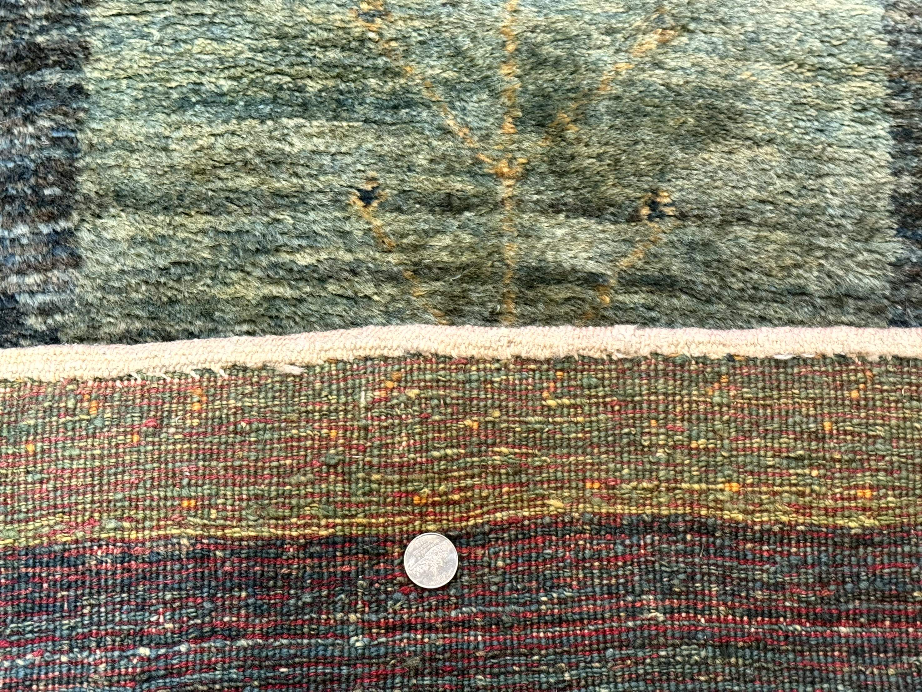 Persian Gabbeh Runner Rug 3 x 9, Green, Tribal Hallway Rug 3x9 - Jewel Rugs