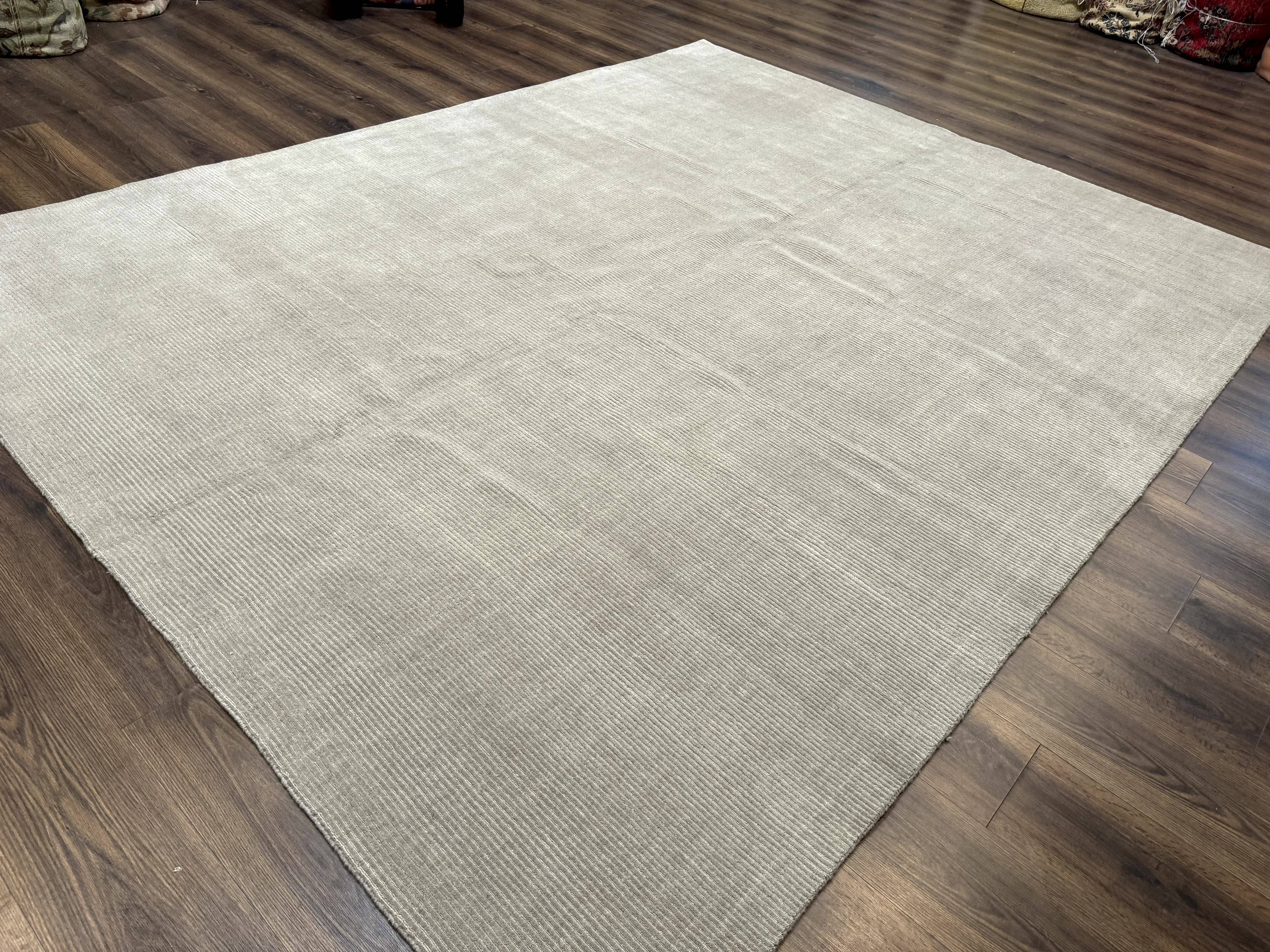 Tibetan Rug 8x10 Taupe Handmade Wool Modern Contemporary Carpet - Jewel Rugs
