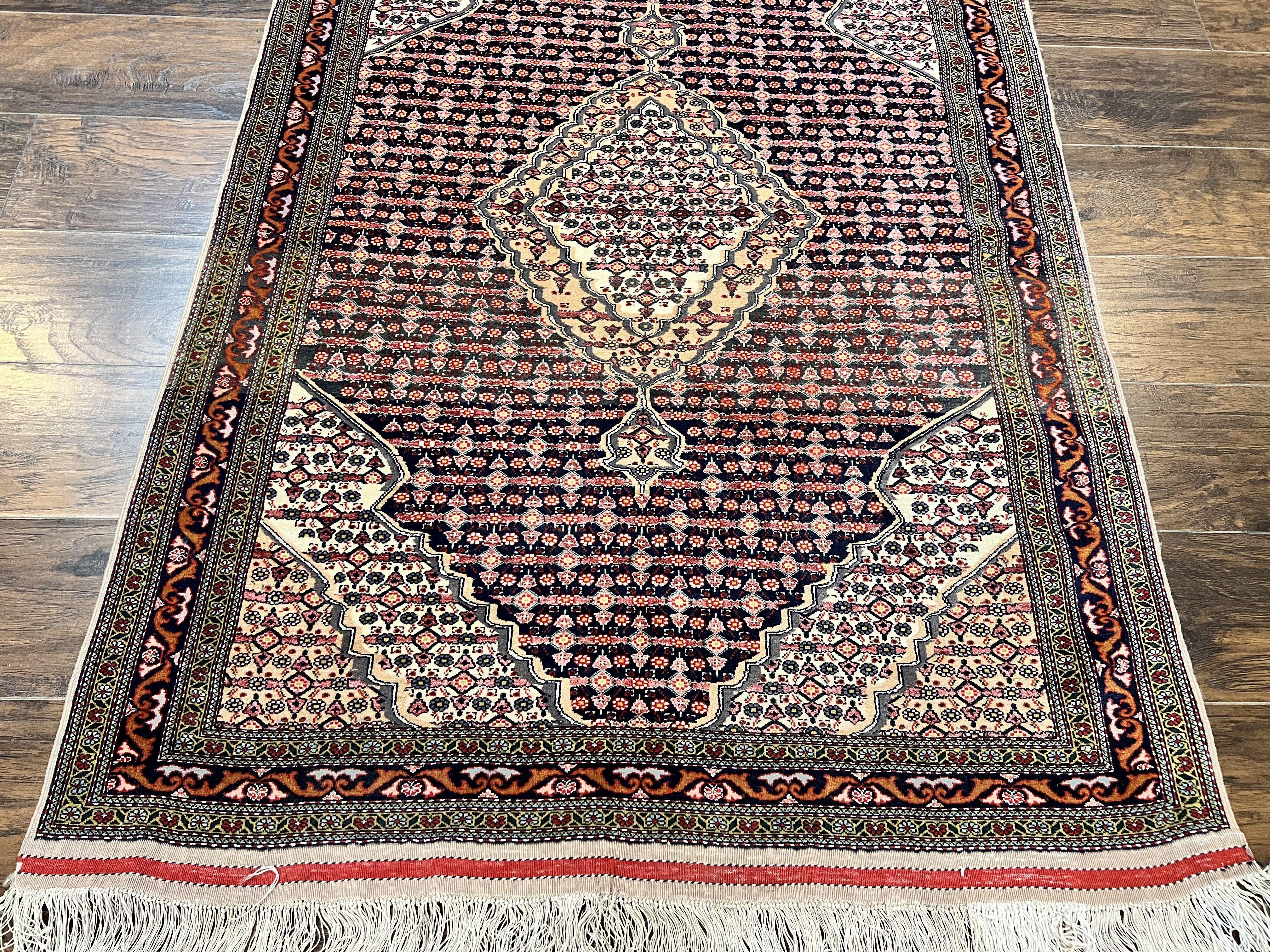 Afghan Rug 4x5, Wool with Silk Highlights, Very Fine Hand Knotted Vintage Oriental Carpet, Herati Pattern, Persian Rug, Bidjar Rug, 400 KPSI - Jewel Rugs