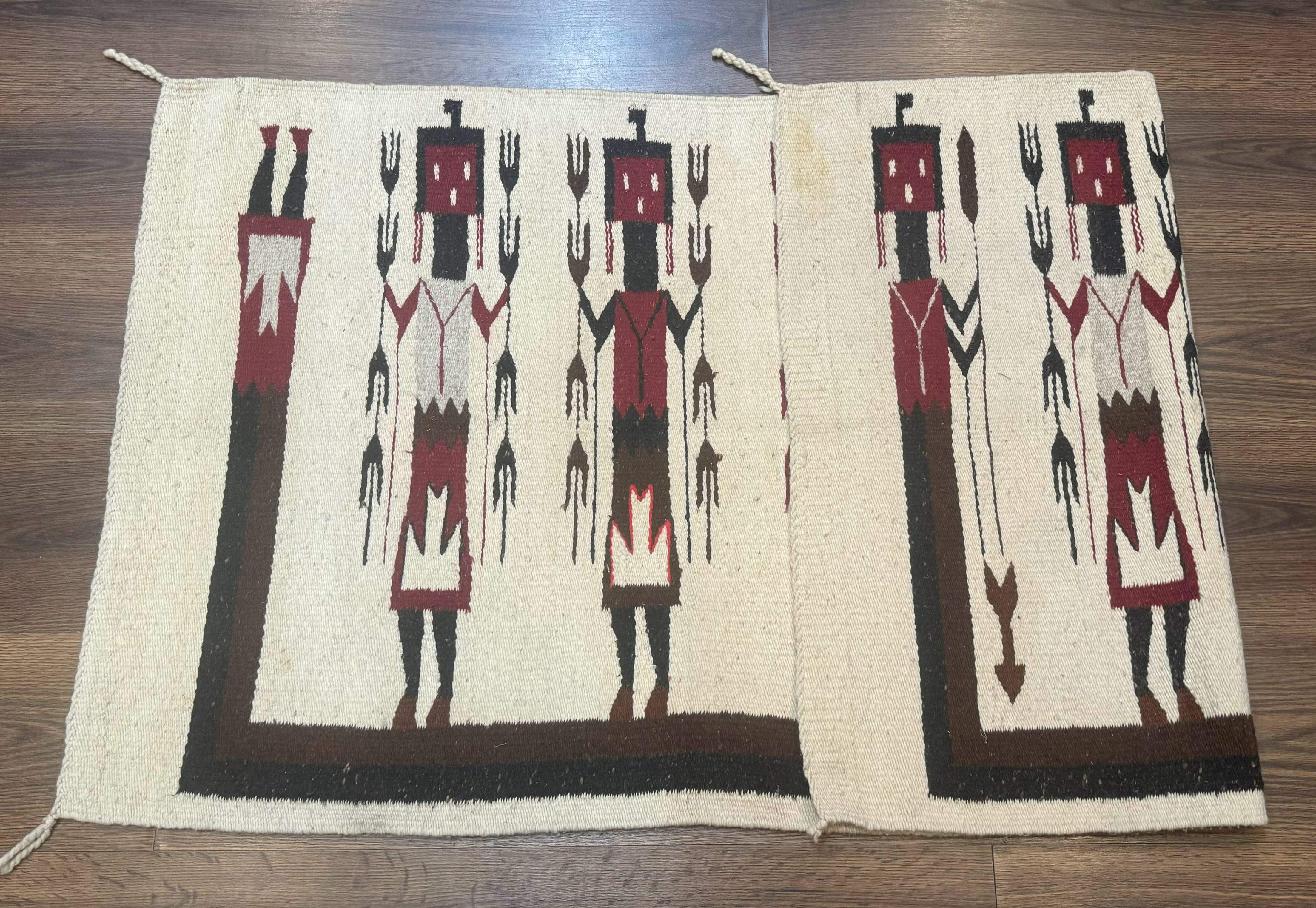 Navajo Rug 2.6 x 5, Human Pictorials, Native American, Wool, Hand Knotted - Jewel Rugs