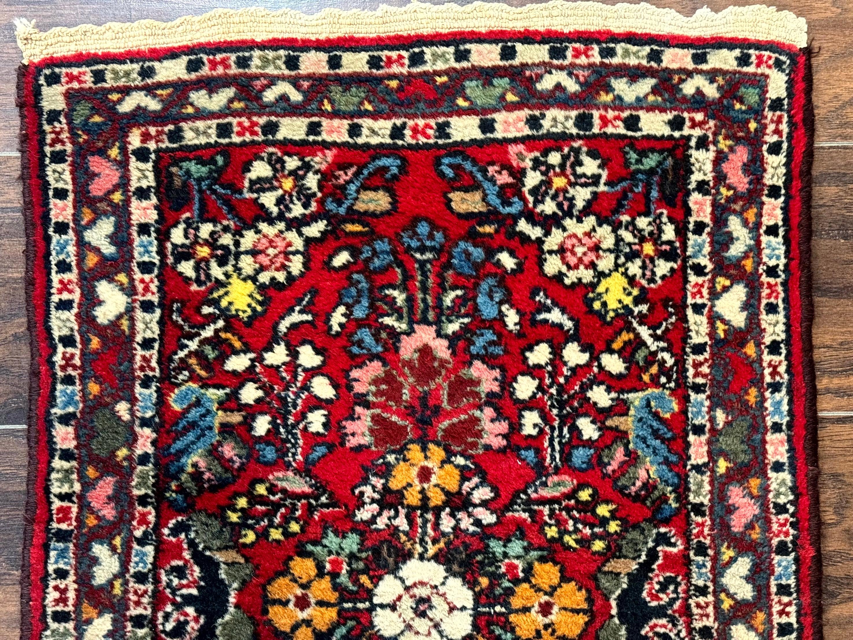 Small Persian Tribal Rug 2x3, Red Colorful Small Hamadan Carpet, Antique Persian Rug - Jewel Rugs