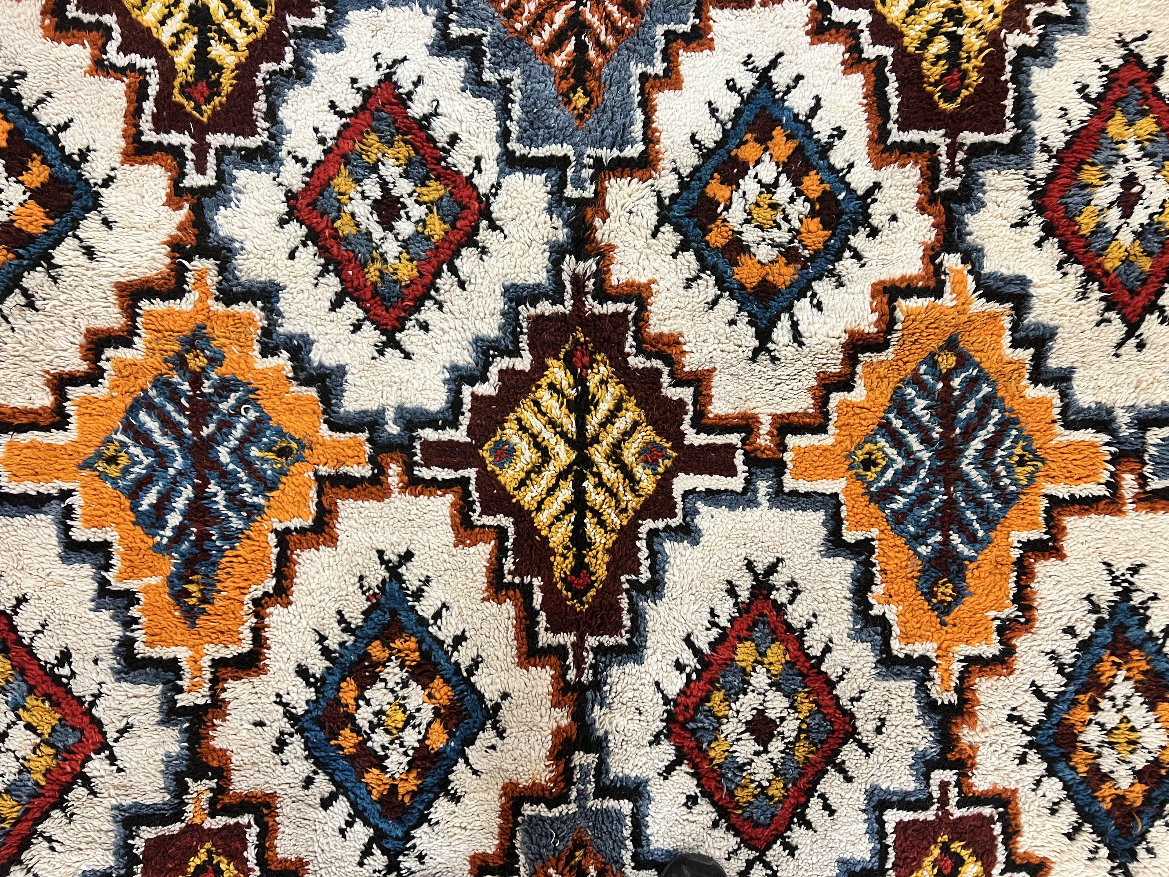 Moroccan Rug 5.9 x 7.6, Colorful Geometric Panel, Soft Wool, Handmade, Multicolor, Vintage Moroccan Carpet, Berber Rug, Rabat Rug - Jewel Rugs