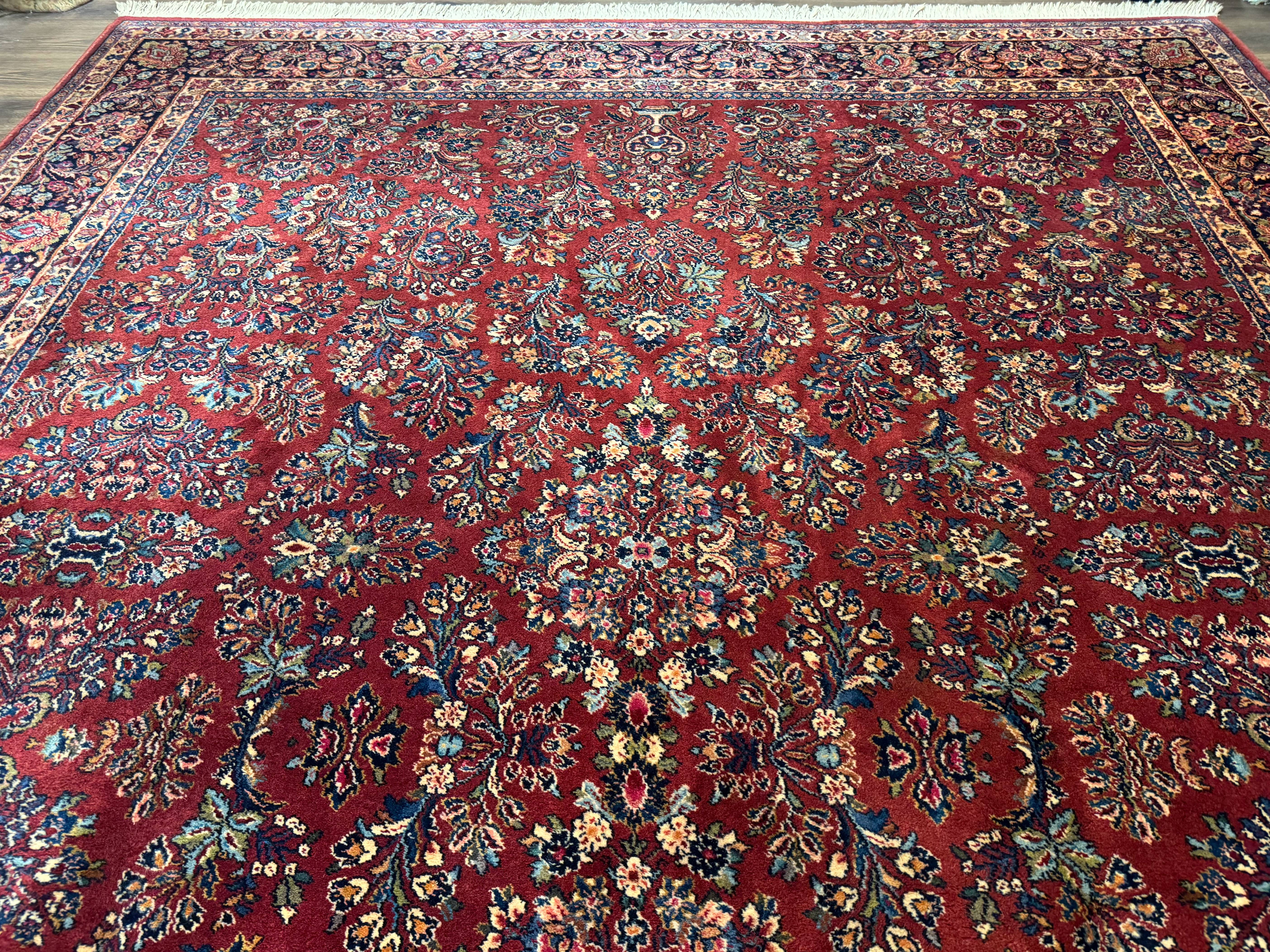 10x14 Karastan Rug Red Sarouk #785, Wool Original 700 Series - Jewel Rugs