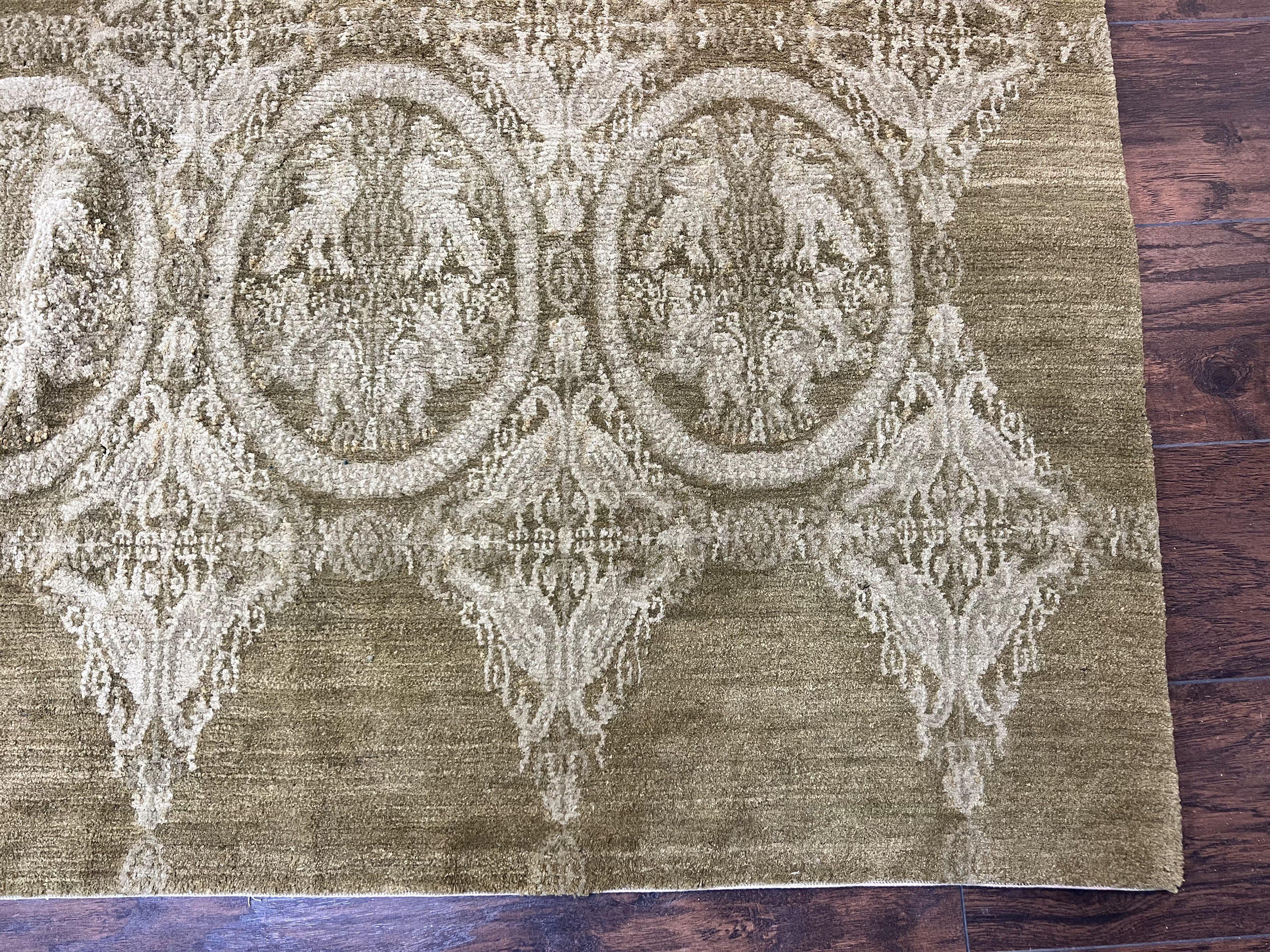 Tibetan Rug 12x15, Wool Hand Knotted Carpet, Odegard Rug, Birds, Olive Green, 12 x 15 Oversized Handmade Contemporary Area Rug, Extra Large - Jewel Rugs