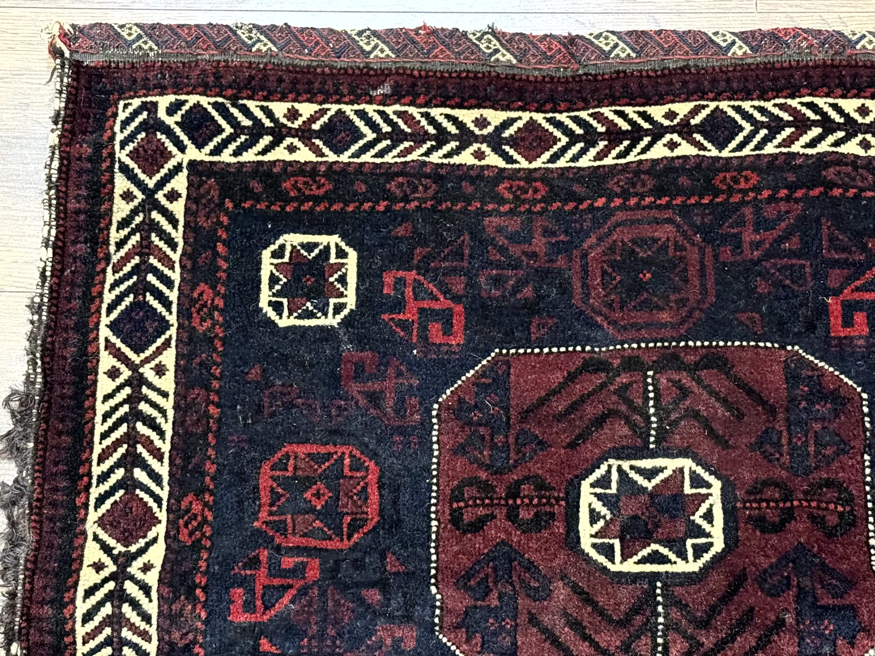 Persian Baluch Bagface Rug 2.6 x 2.6, Navy Blue, Tribal, Antique - Jewel Rugs